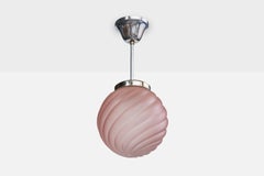 Schwedische Designerin, Pendelleuchte, Chrom, Glas, Schweden, 1930er Jahre