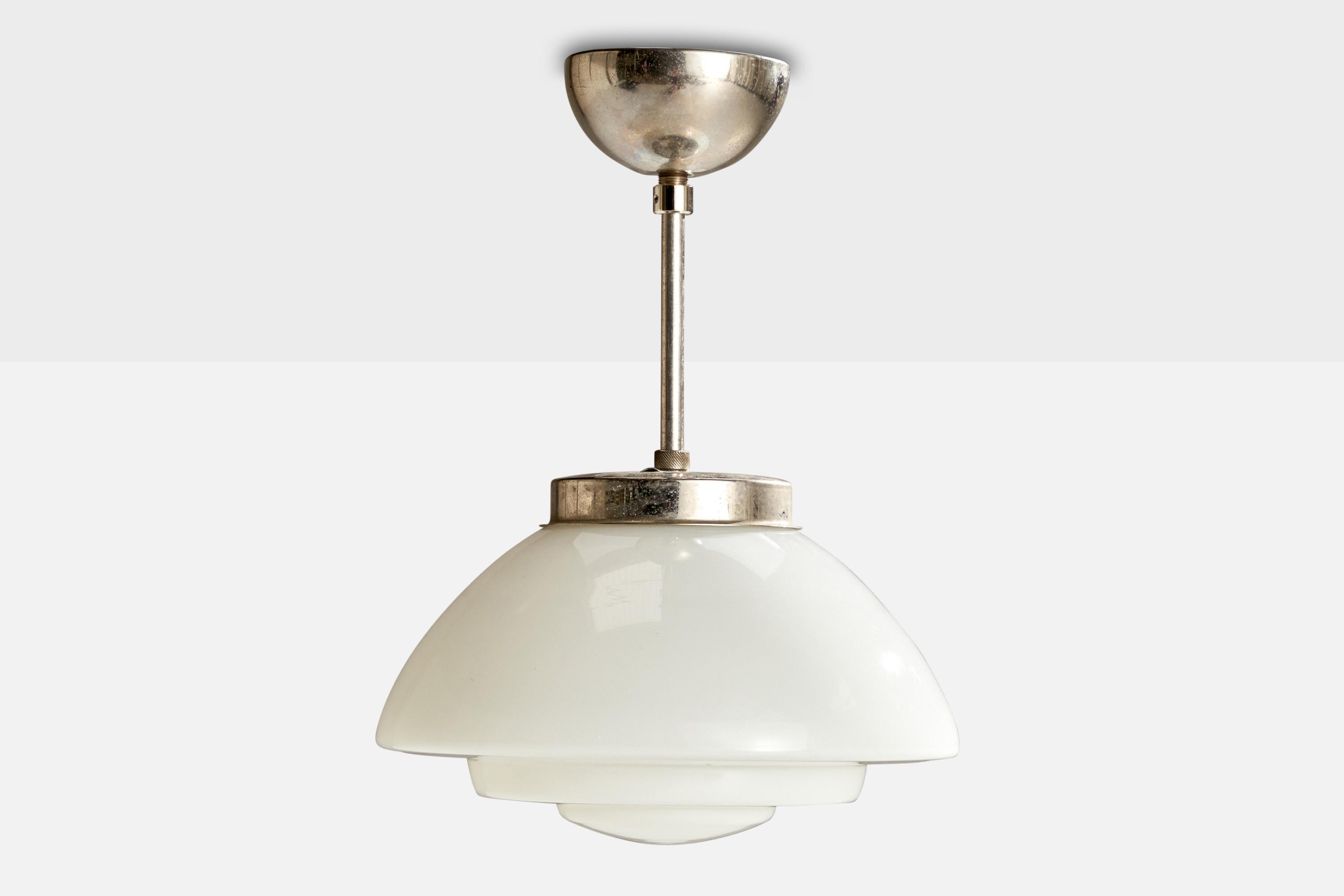 Scandinave moderne Designer suédois, suspension, chrome, verre, Suède, années 1930 en vente