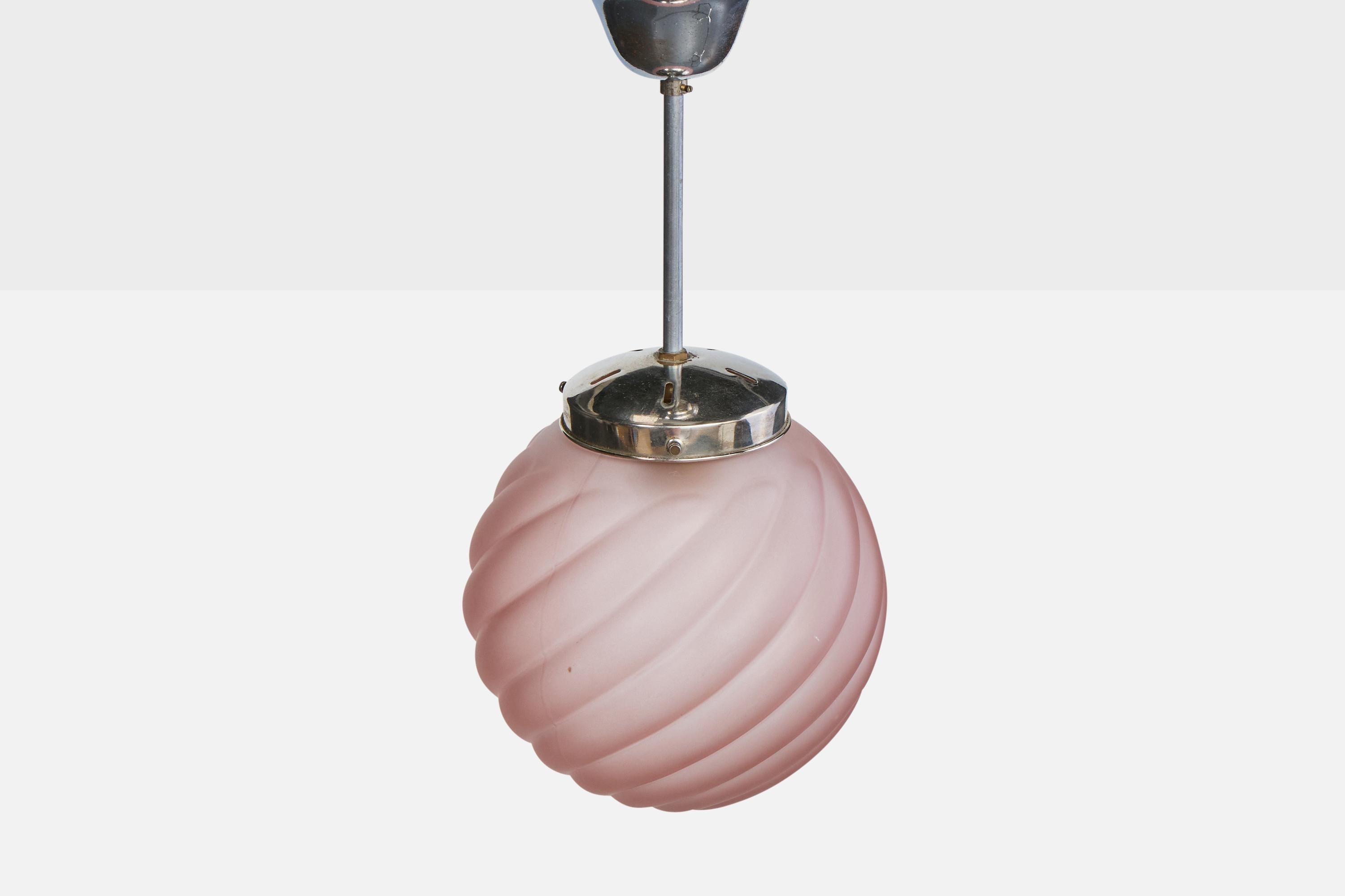 Svedese Designer svedese, lampada a sospensione, cromo, vetro, Svezia, anni '30 in vendita