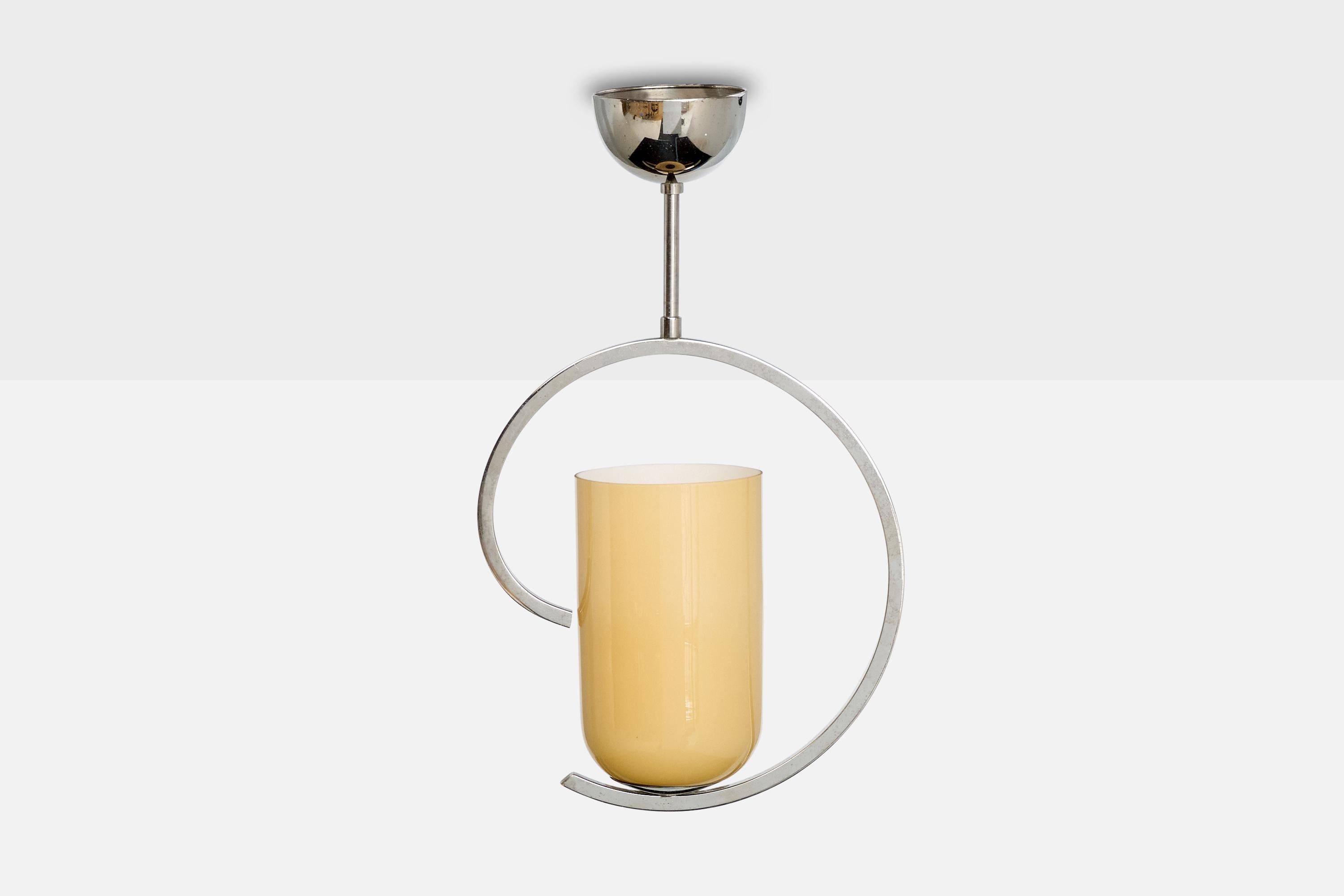 Svedese Designer svedese, lampada a sospensione, cromo, vetro, Svezia, anni '1950 in vendita