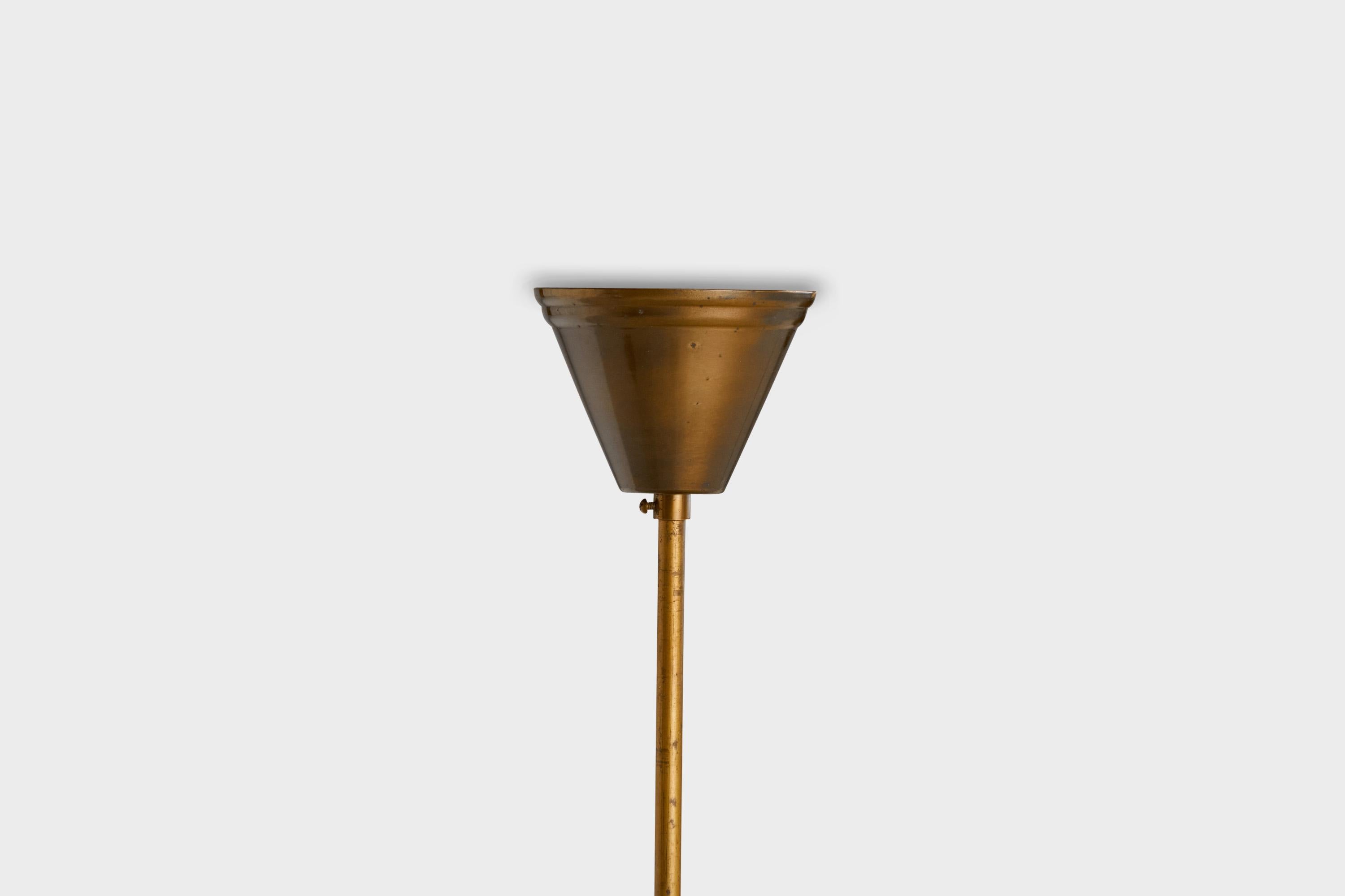 Mid-20th Century Swedish Designer, Pendant Light, Copper, Glass, Sweden, 1930s For Sale