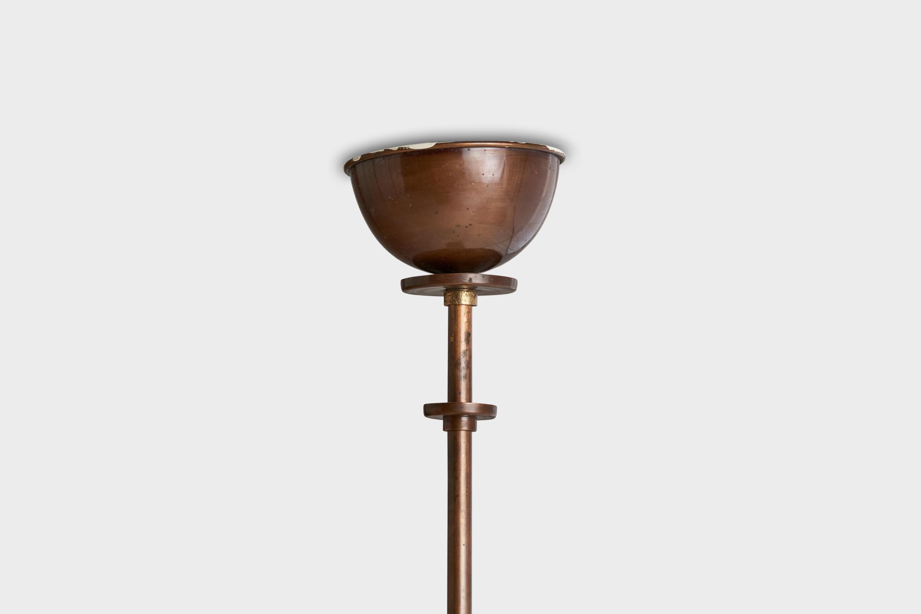 Designer svedese, lampada a sospensione, rame, vetro, Svezia, anni '30 in vendita 2