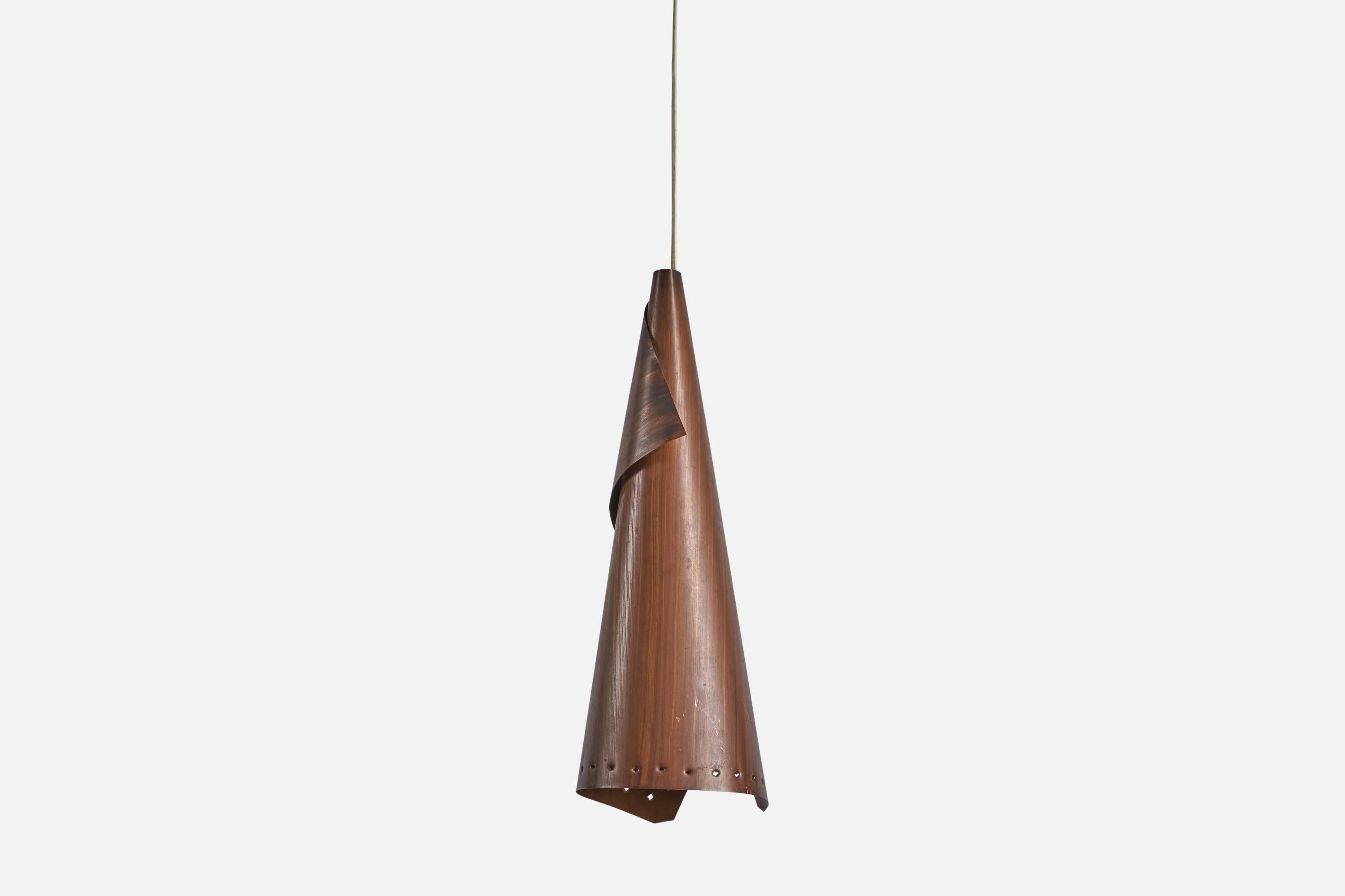 Mid-Century Modern Swedish Designer, Pendant Light, Copper, Sweden, 1960s For Sale