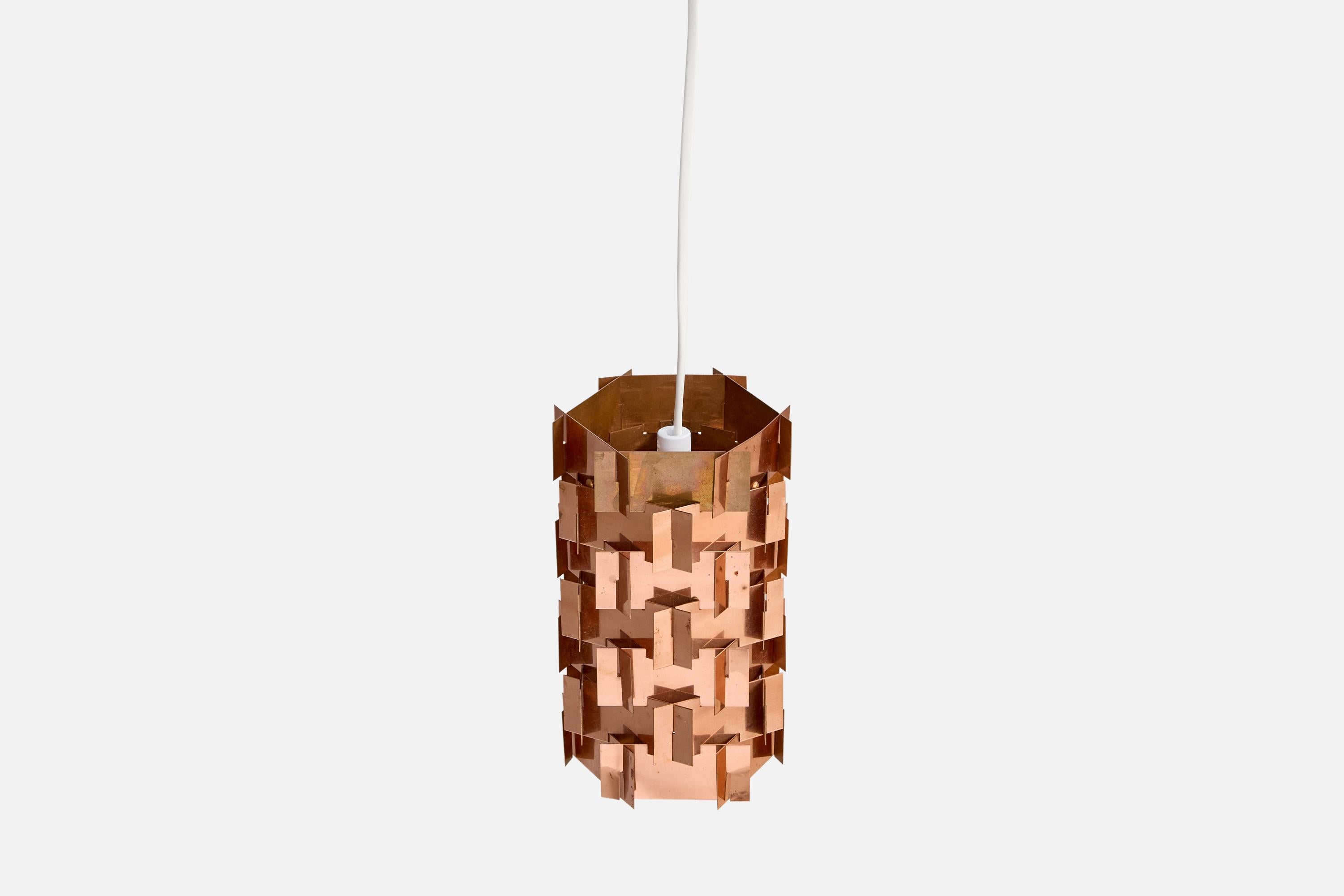 Diseñador sueco, Lámpara colgante, Cobre, Suecia, años 60 Sueco en venta