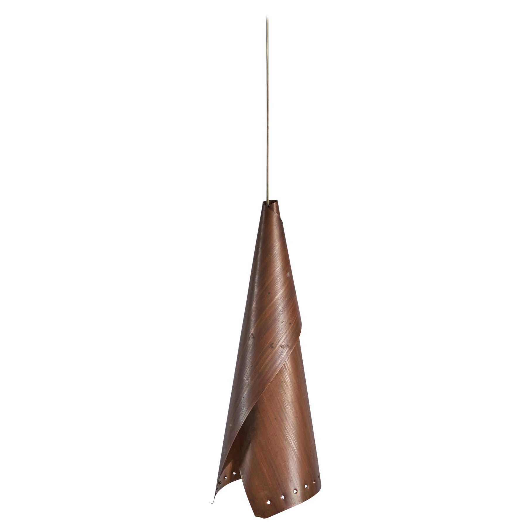 Designer svedese, lampada a sospensione, rame, Svezia, anni '60