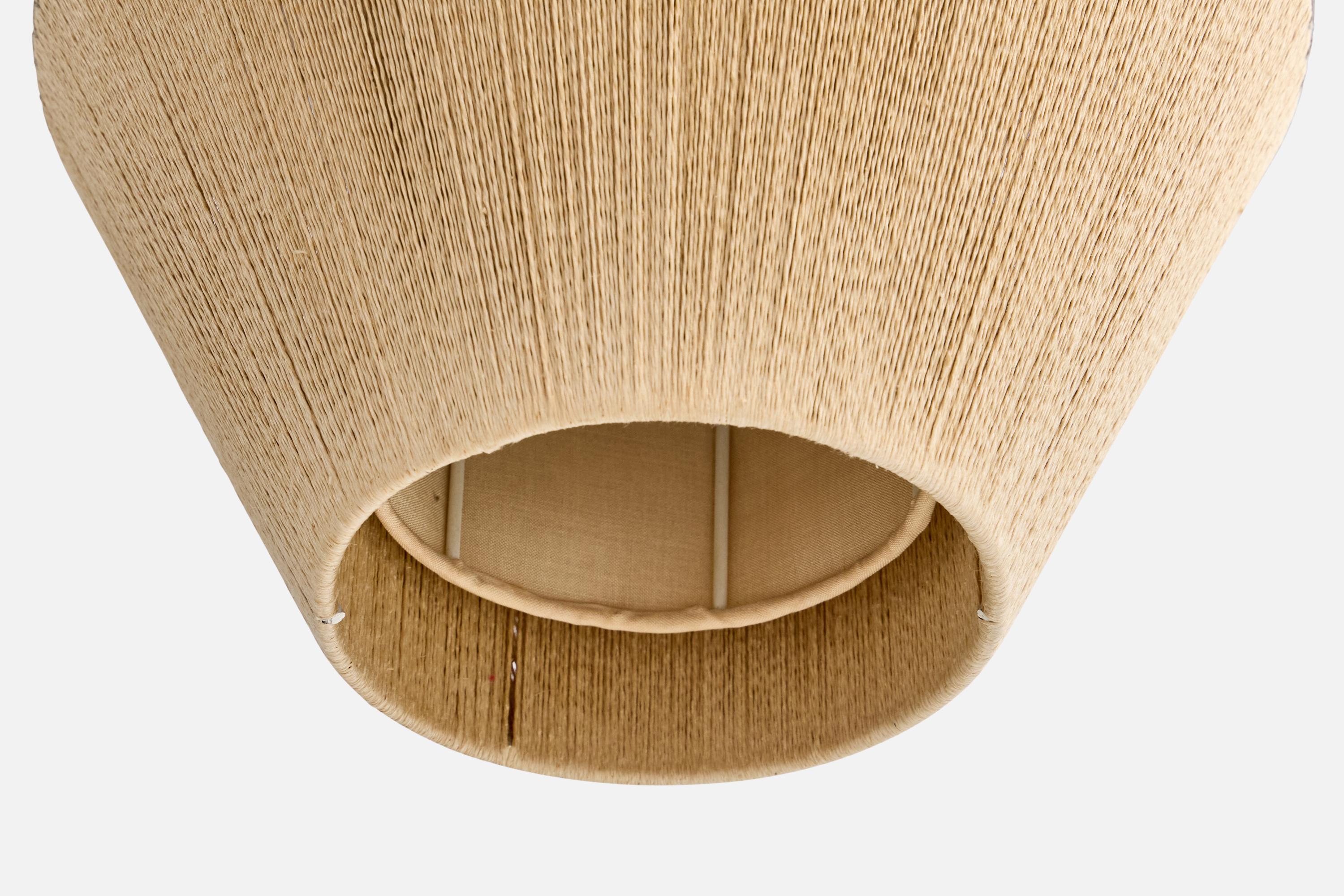 Swedish Designer, Pendant Light, Cord, Teak, Sweden, 1960s For Sale 2