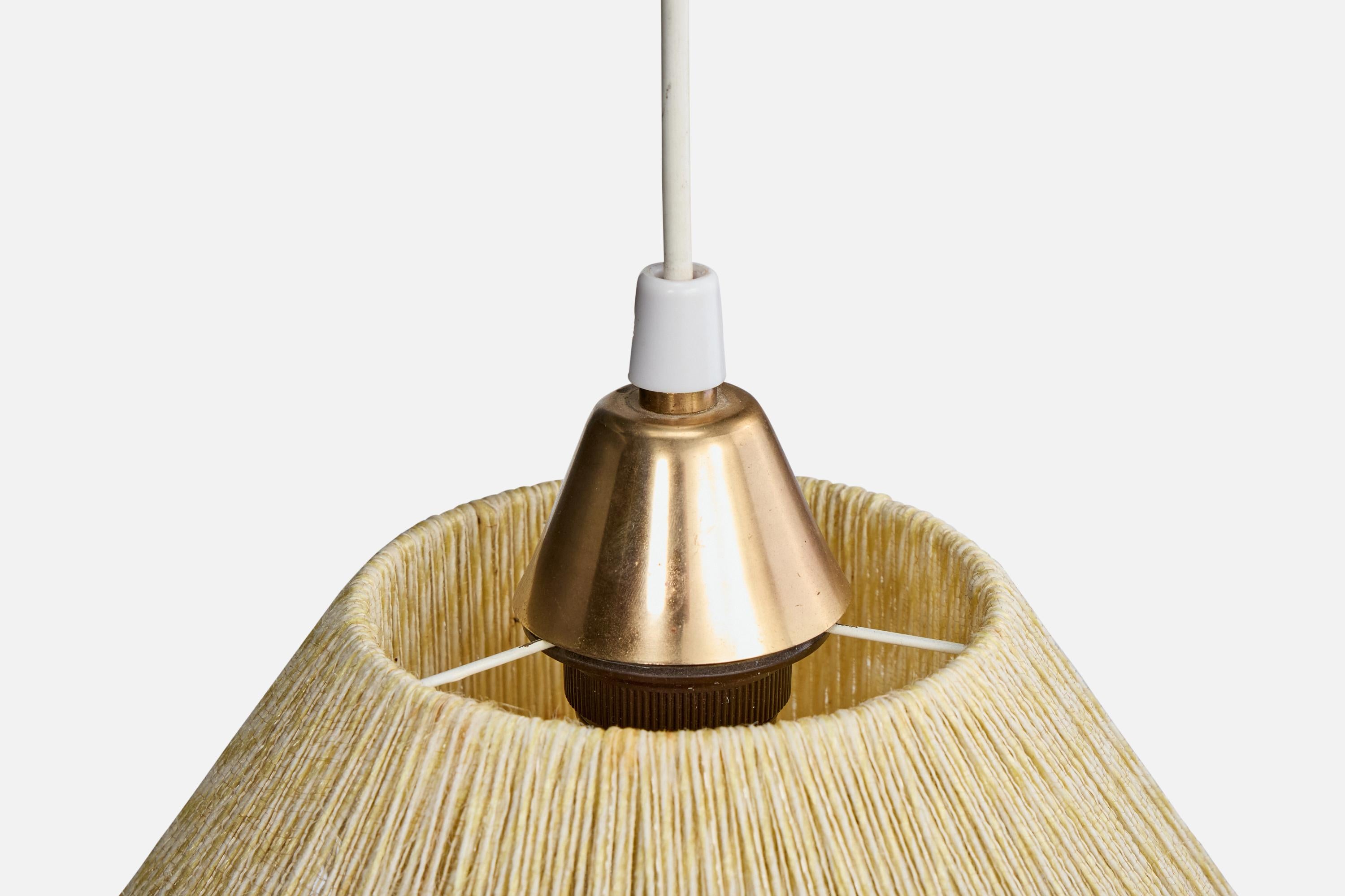 Designer svedese, lampada a sospensione, tessuto, ottone, Svezia, anni '60 in vendita 1