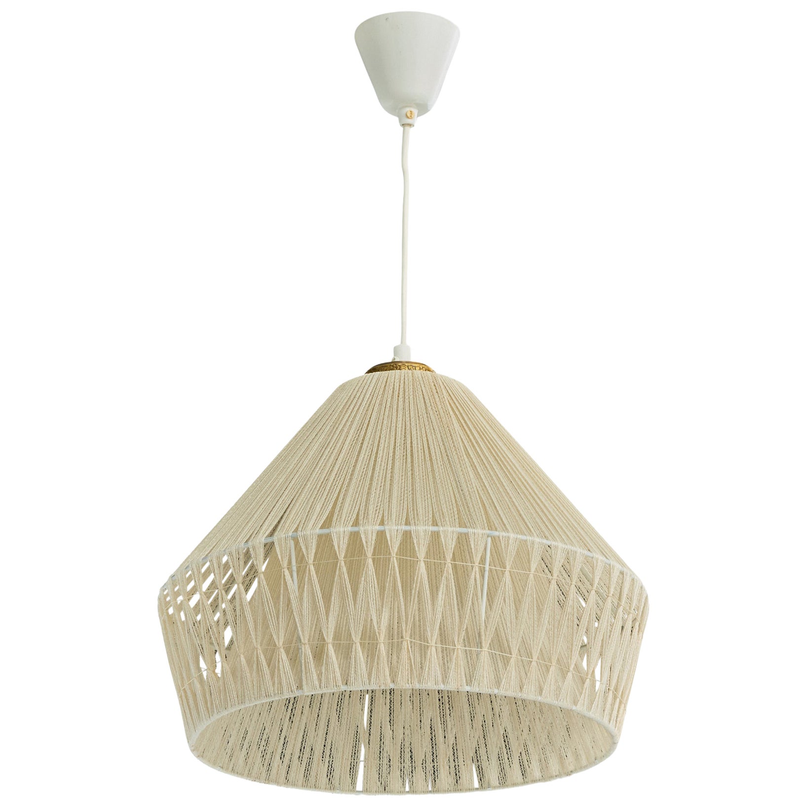 Swedish Designer, Pendant Light, Fabric, Brass, Sweden, 1960s