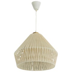 Swedish Designer, Pendant Light, Fabric, Brass, Sweden, 1960s