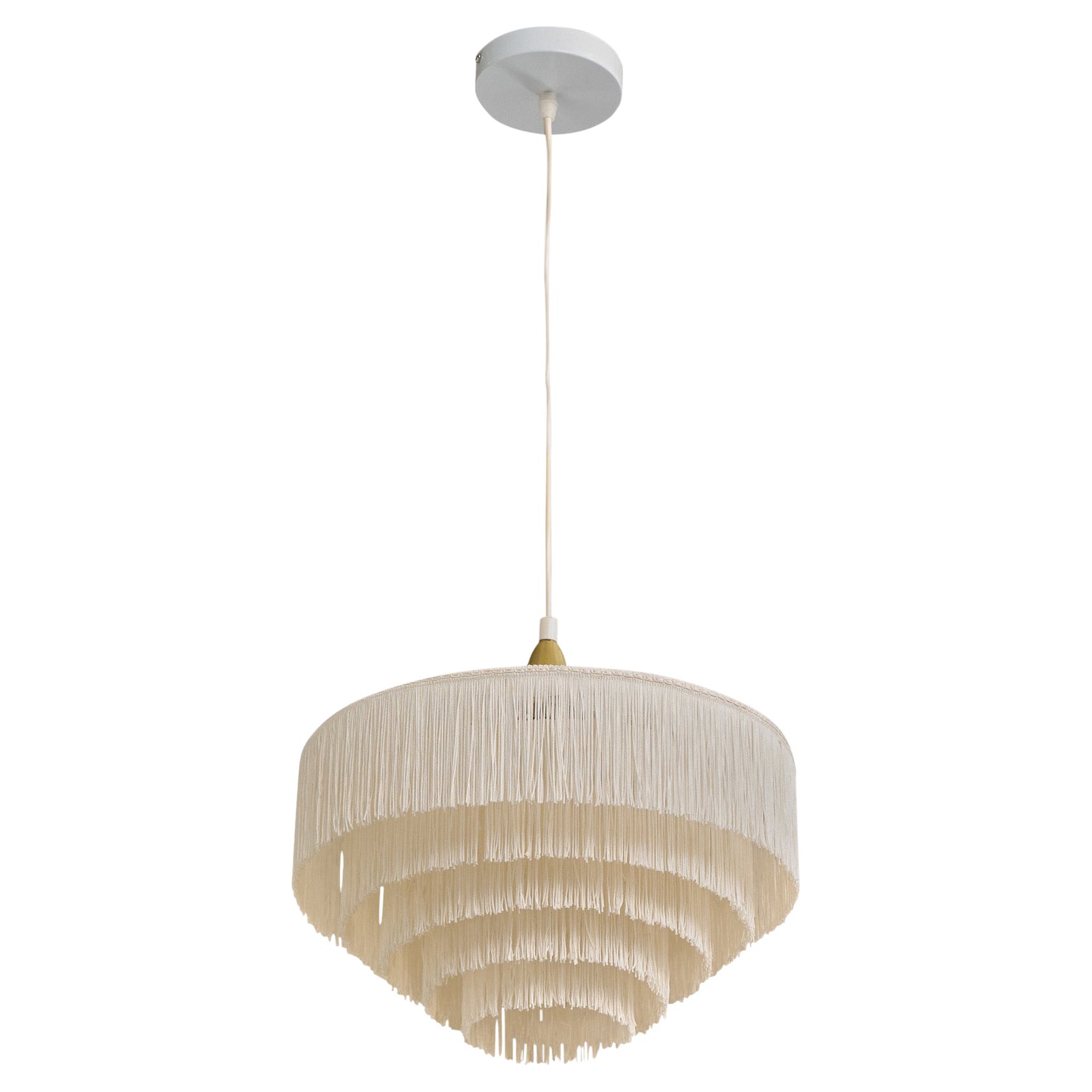 Swedish Designer, Pendant Light, Fabric, Brass, Sweden, 1970s