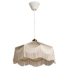 Schwedischer Designer, Pendelleuchte, Stoff, Messing, Schweden, 1970er Jahre