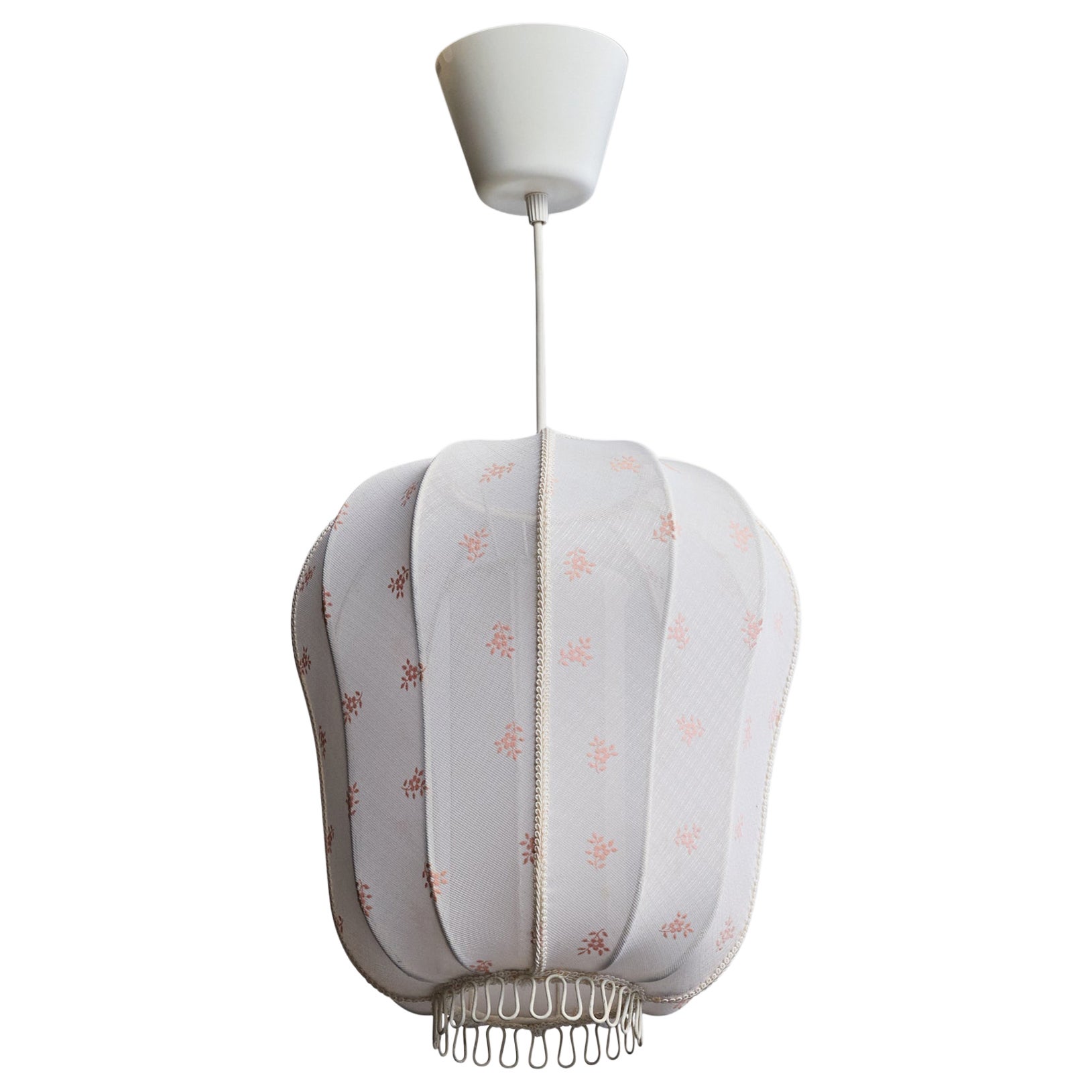 Swedish Designer, Pendant Light, Fabric, Metal, Sweden, 1950s