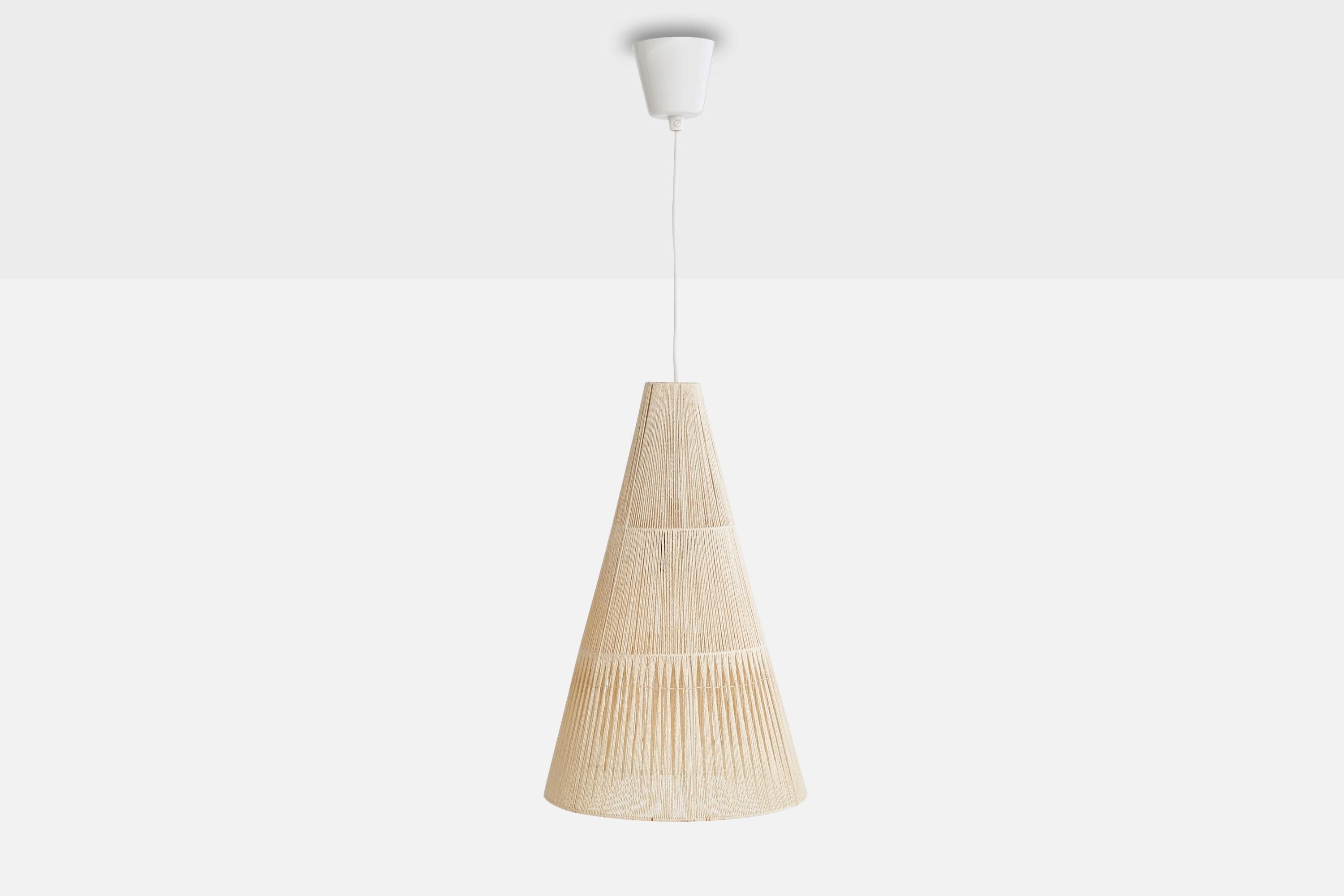 Swedish Designer, Pendant Light, Fabric, Metal, Sweden, 1960s In Good Condition For Sale In High Point, NC