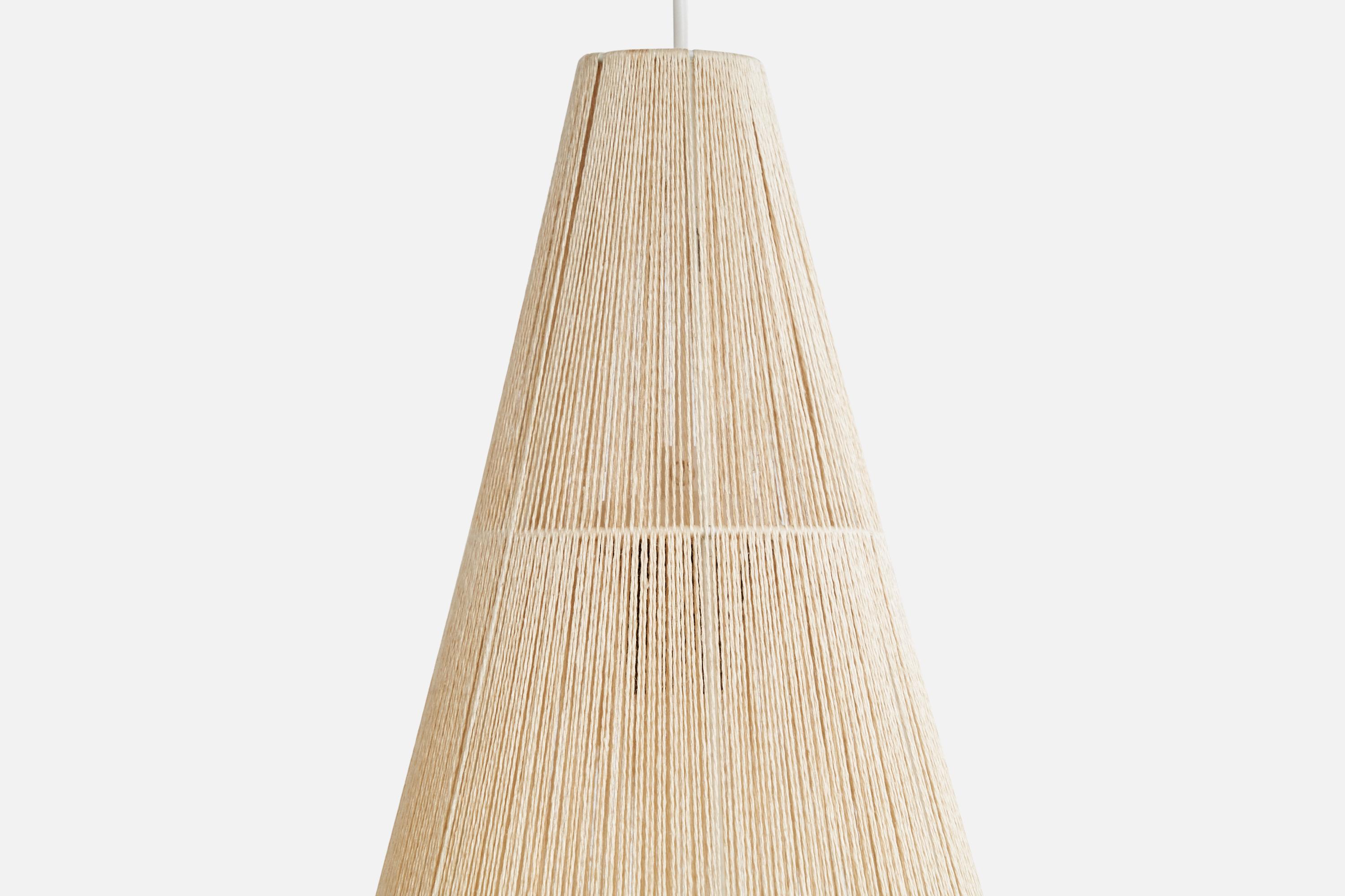 Swedish Designer, Pendant Light, Fabric, Metal, Sweden, 1960s For Sale 2