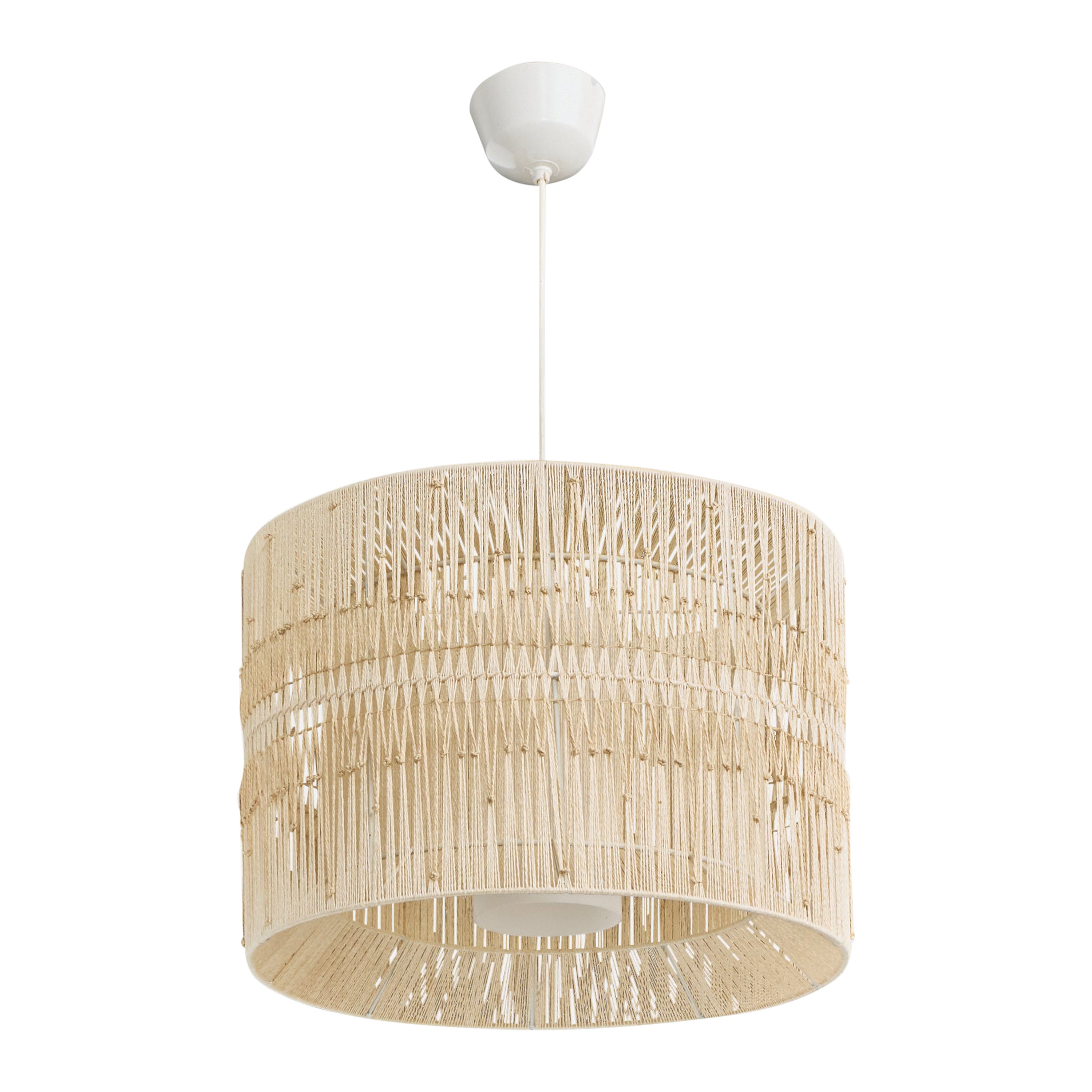 Swedish Designer, Pendant Light, Fabric String, Glass, Sweden, 1960s For Sale