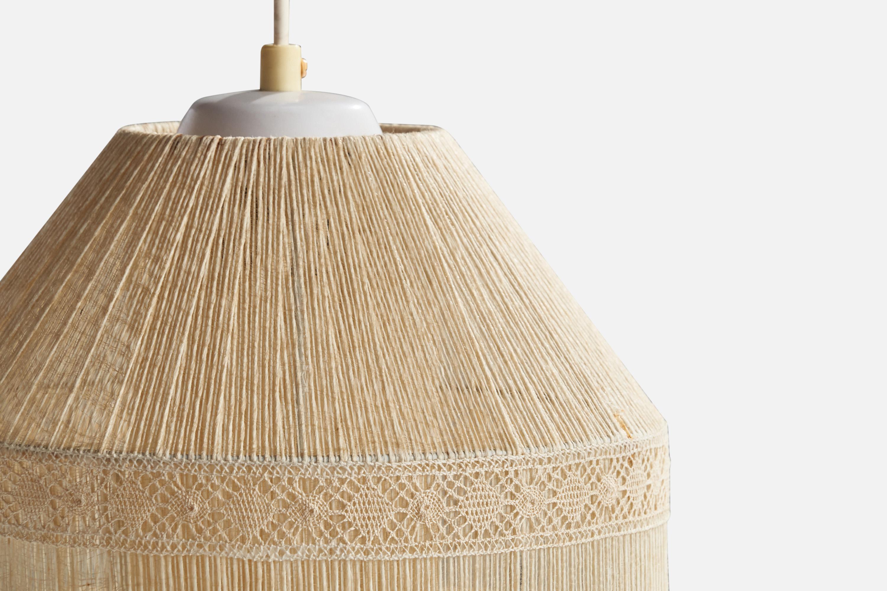 Mid-20th Century Swedish Designer, Pendant Light, Fabric String, Metal, Sweden, 1950s For Sale