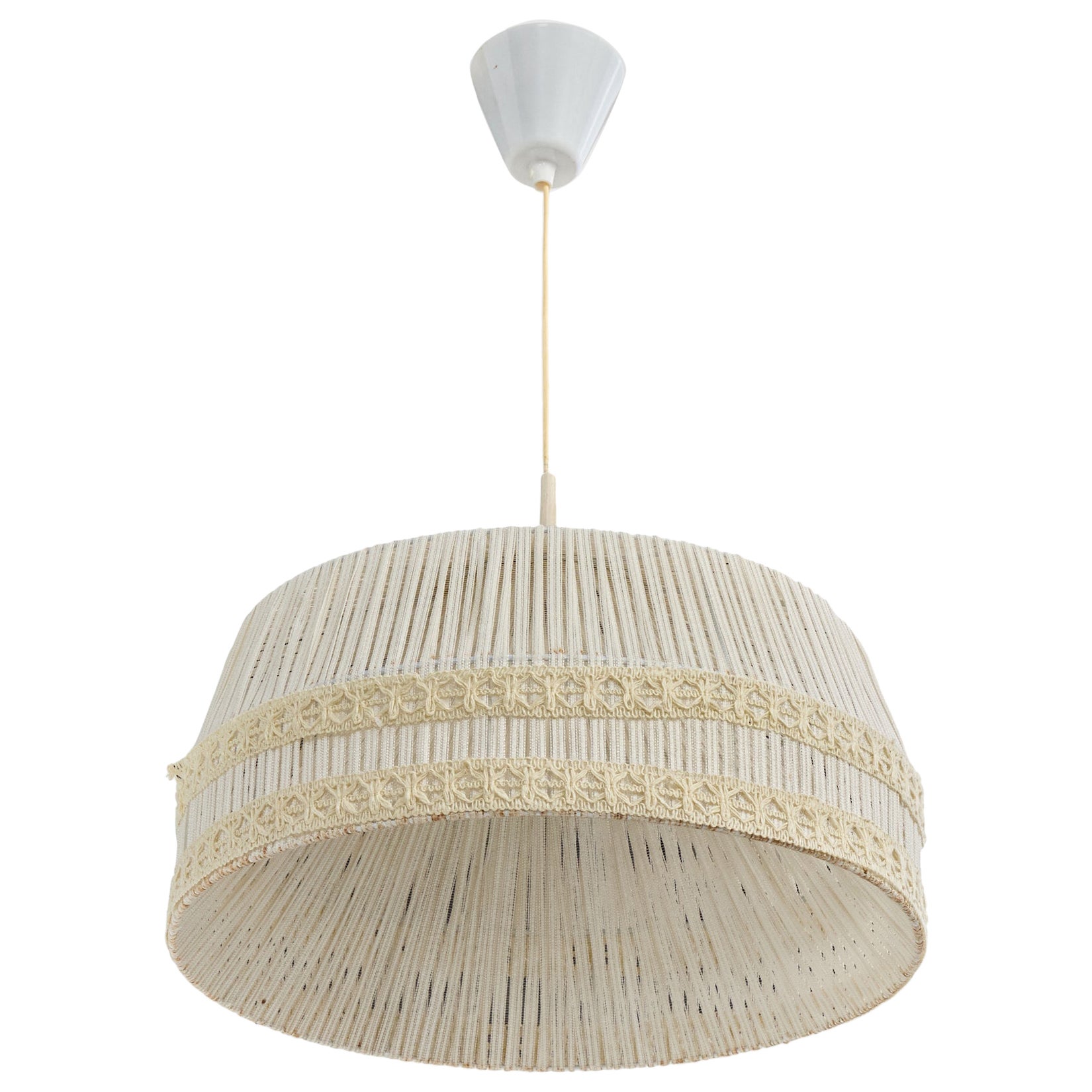 Designer suédois, lampe suspendue, tissu, Suède, années 1960