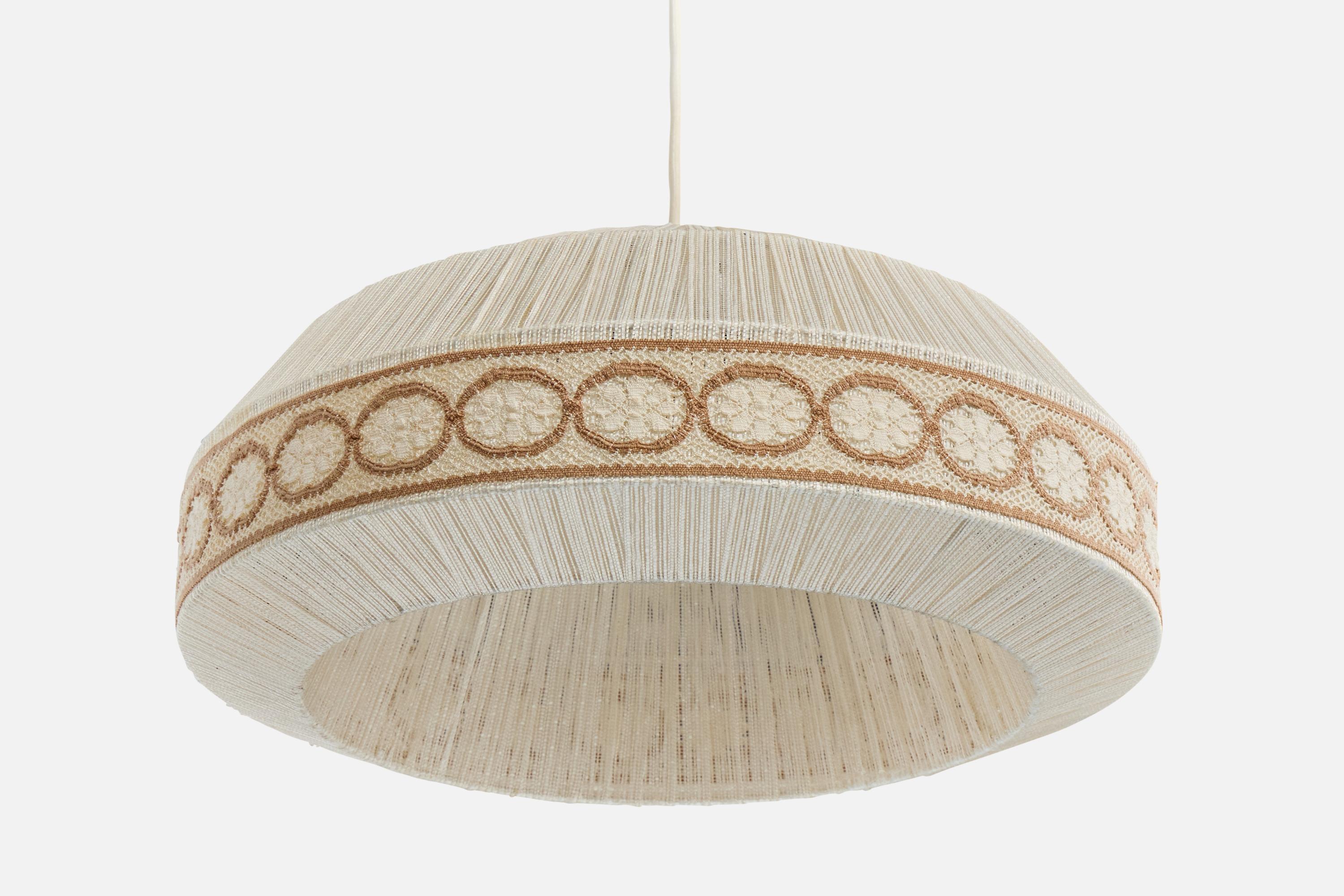 Late 20th Century Swedish Designer, Pendant Light, Fabric, Sweden, 1970s For Sale