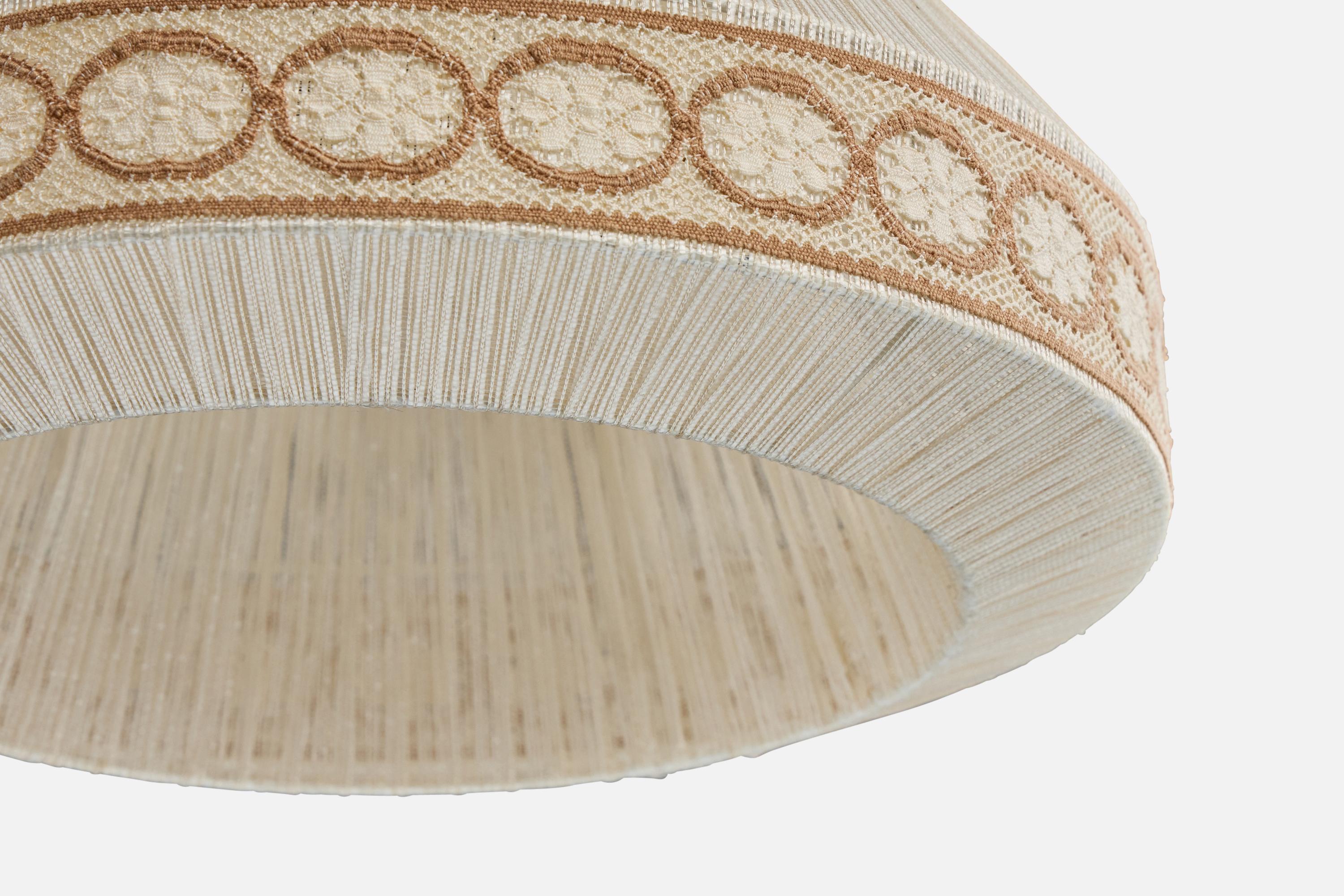 Swedish Designer, Pendant Light, Fabric, Sweden, 1970s For Sale 1
