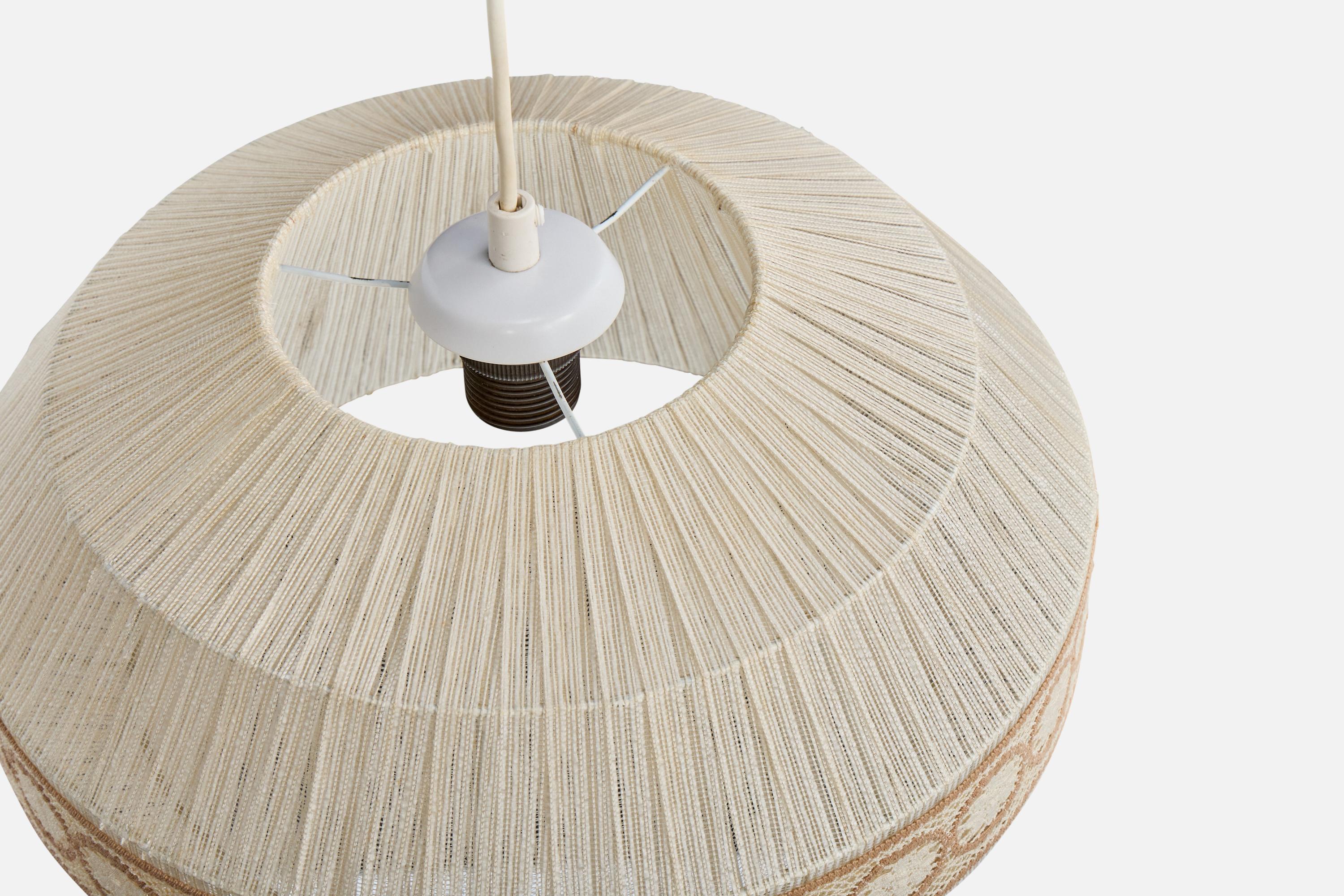 Swedish Designer, Pendant Light, Fabric, Sweden, 1970s For Sale 3