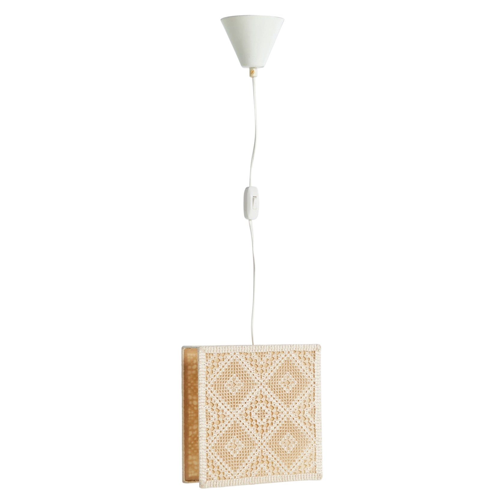 Swedish Designer, Pendant Light, Fabric, Sweden, 1970s