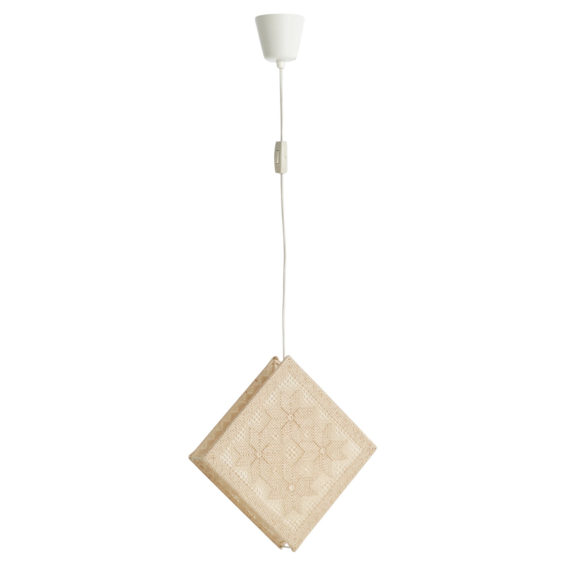 Swedish Designer, Pendant Light, Fabric, Sweden, 1970s