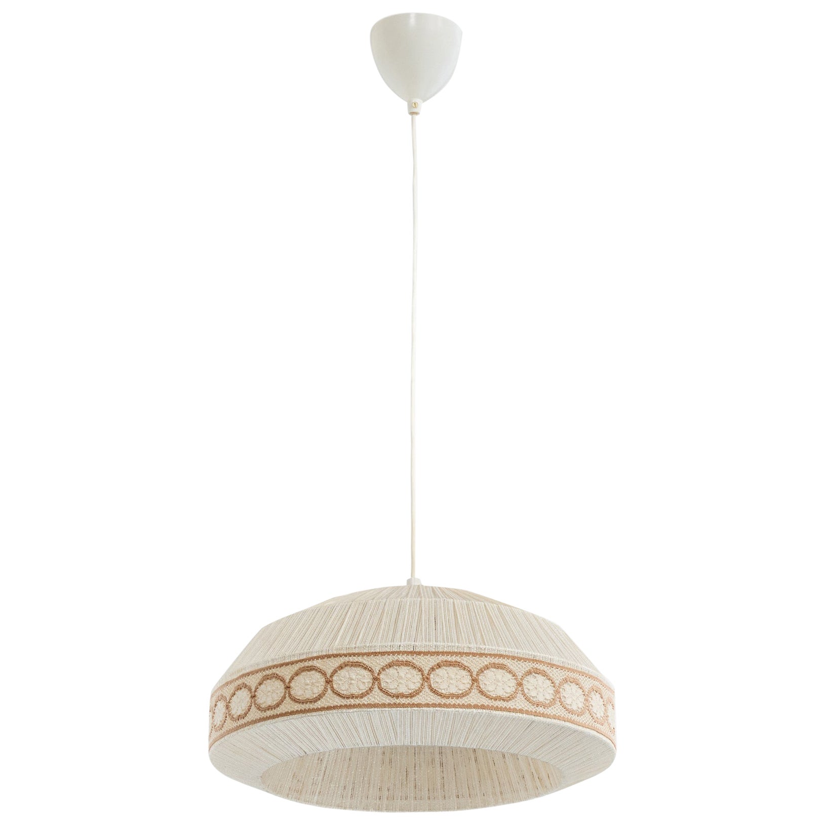 Designer suédois, lampe suspendue, tissu, Suède, années 1970