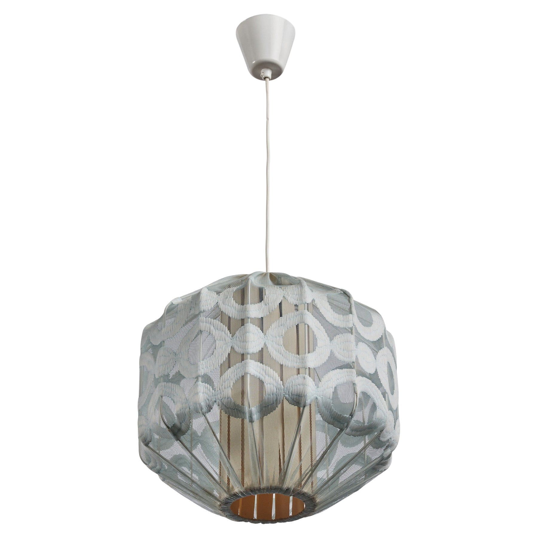 Swedish Designer, Pendant Light, Fabric, Sweden, 1970s For Sale