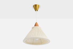 Lampada a sospensione di design svedese, Fabrice, Teak, Ottone, Svezia, anni '50