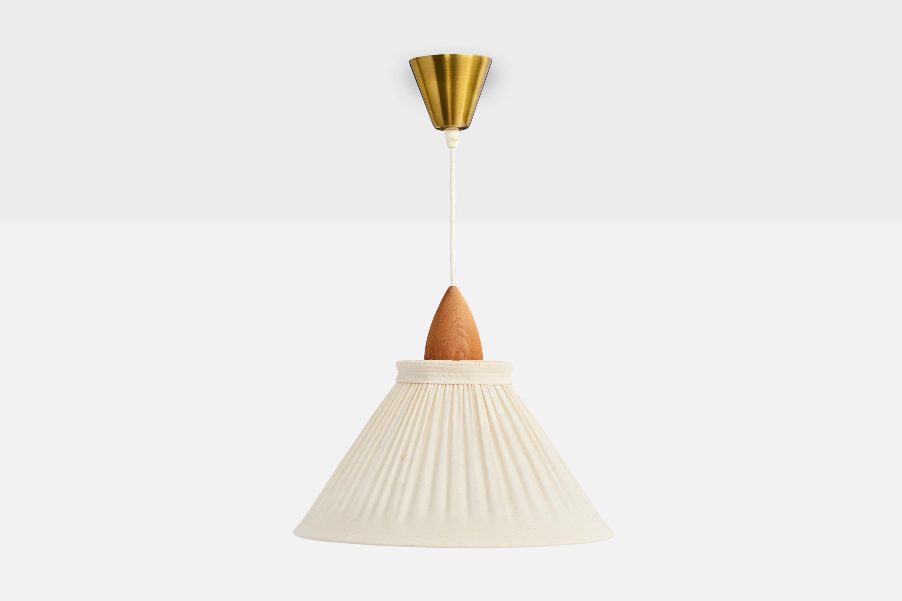 Mid-Century moderno Lampada a sospensione di design svedese, Fabrice, Teak, Ottone, Svezia, anni '50 in vendita