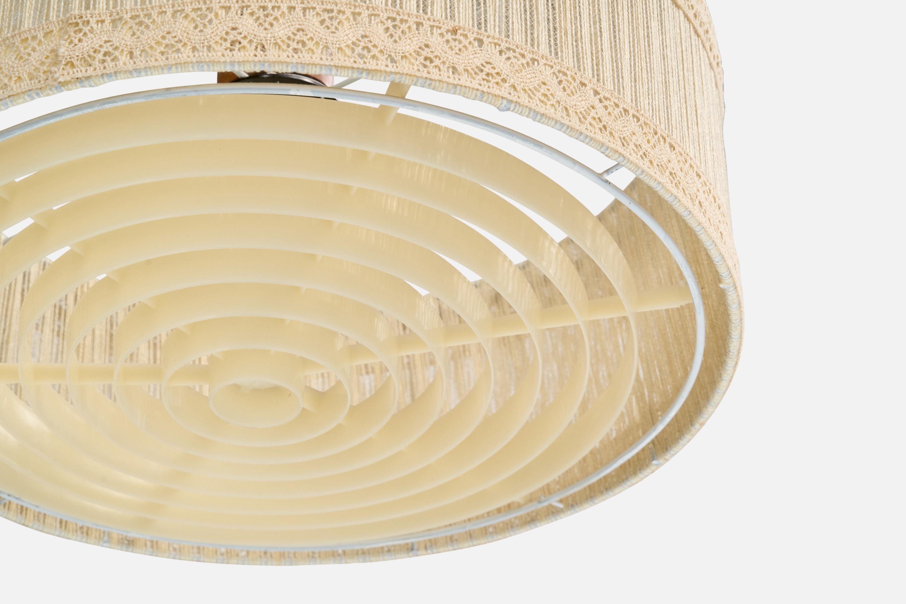 Designer svedese, lampada a sospensione, Fabrice, Teak, Plastica, Svezia, anni '70 in vendita 1