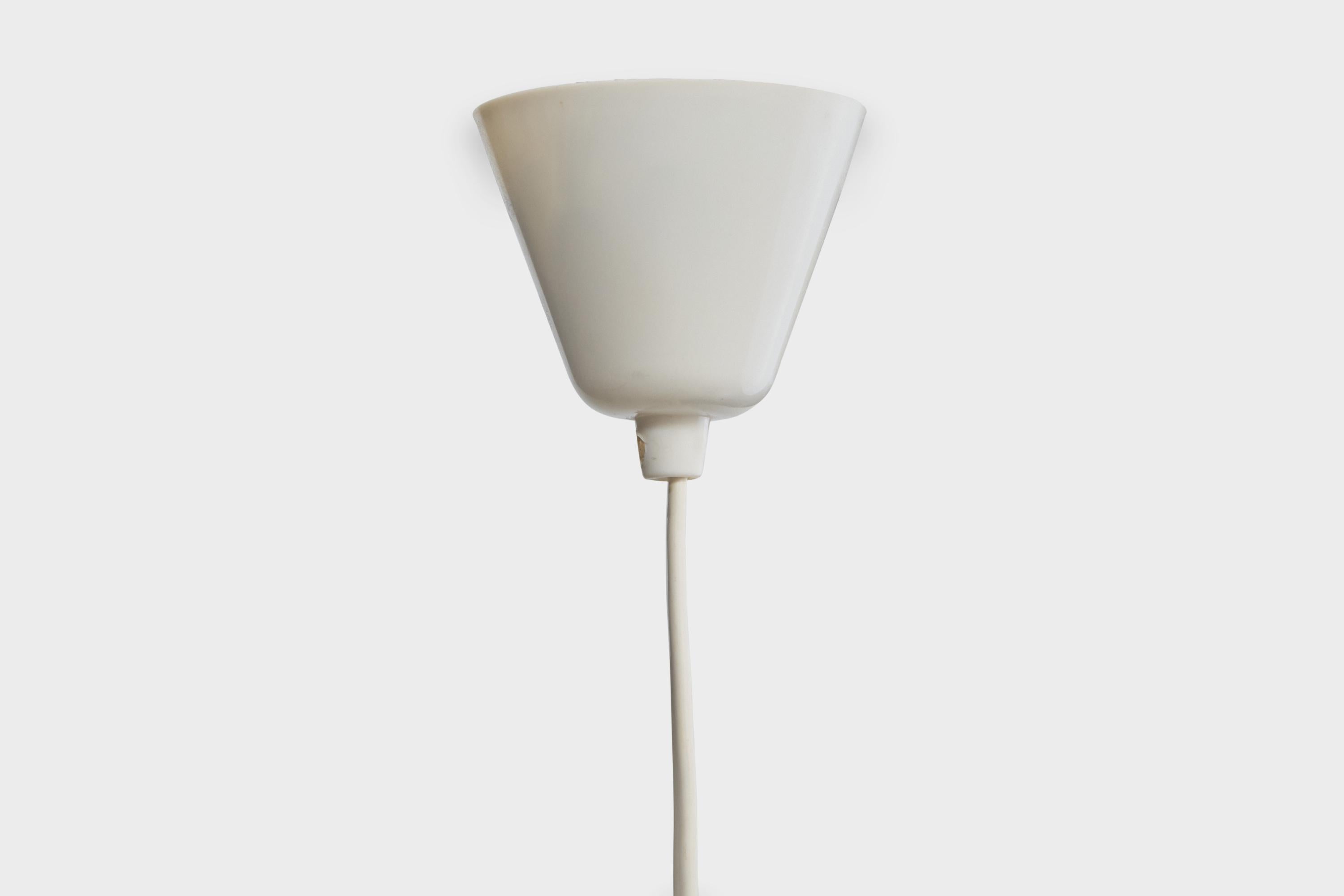 Designer svedese, lampada a sospensione, tessuto, teak, Svezia, anni '1950 in vendita 3