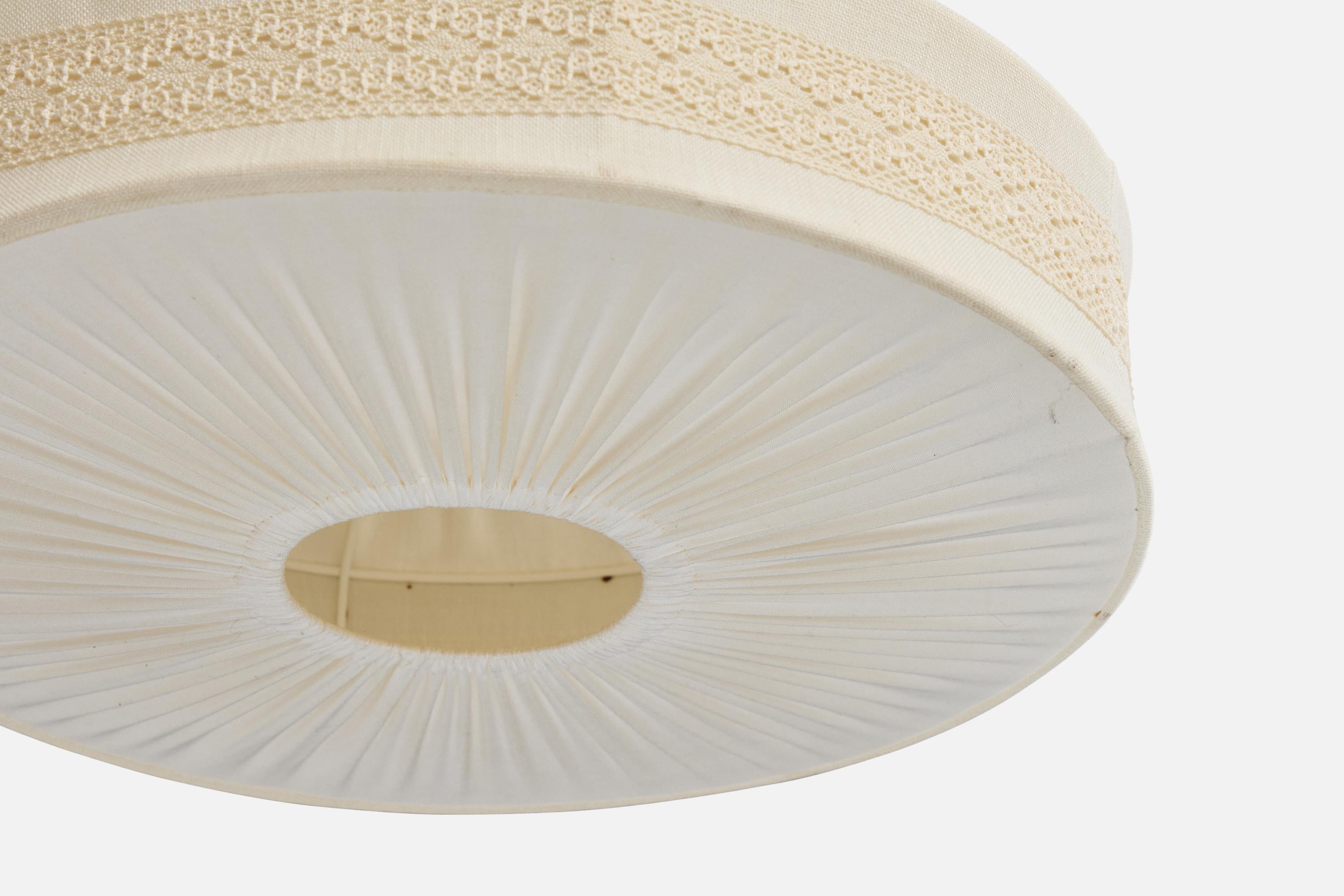 Metà XX secolo Designer svedese, lampada a sospensione, tessuto, teak, Svezia, anni '1950 in vendita