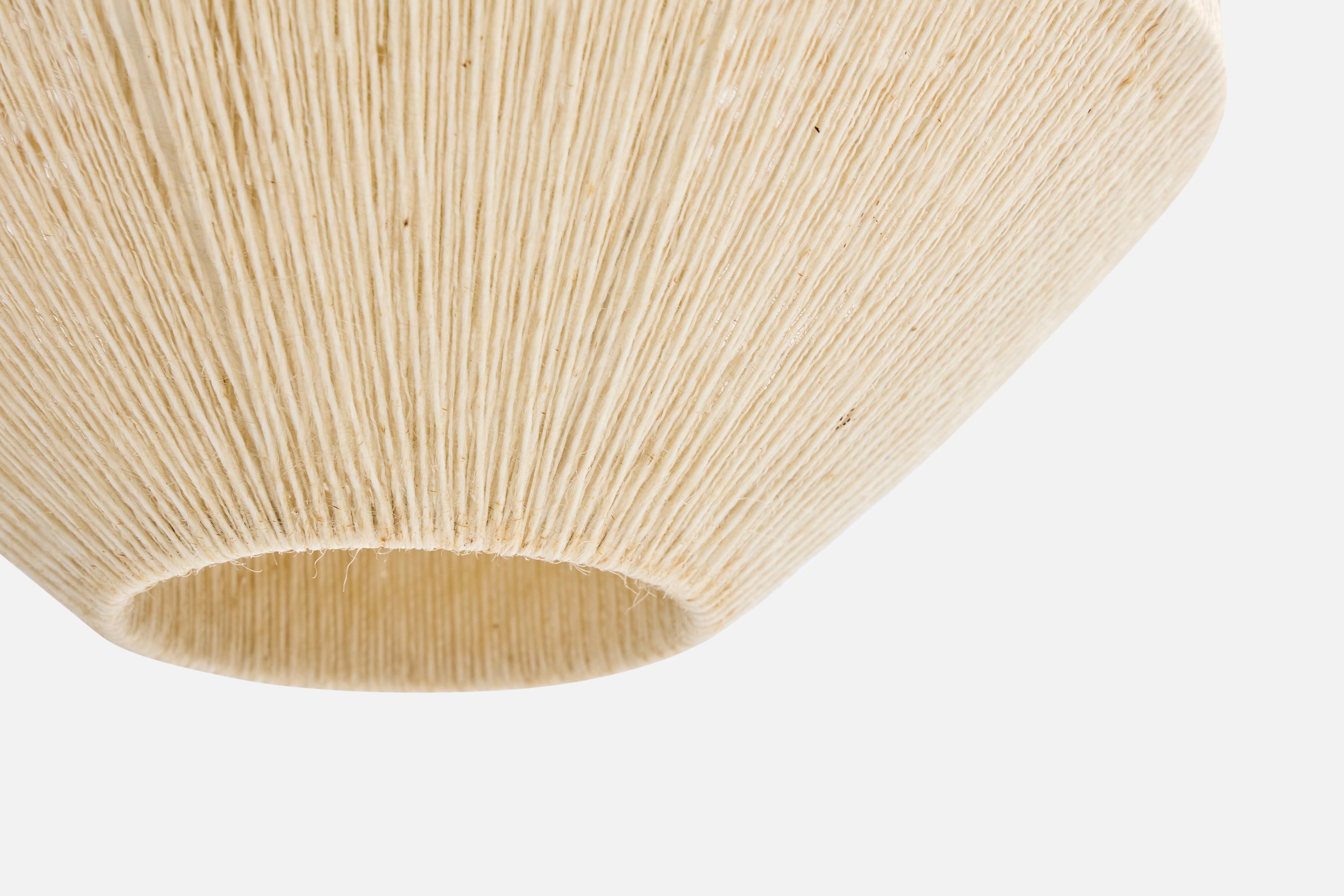 Swedish Designer, Pendant Light, Fabric, Teak, Sweden, 1960s For Sale 1