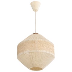 Swedish Designer, Pendant Light, Fabric, Teak, Sweden, 1960s