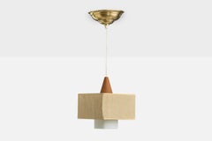 Designer suédois, suspension, tissu, bois, verre, laiton, Suède, années 1950