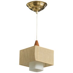 Designer suédois, suspension, tissu, bois, verre, laiton, Suède, années 1950