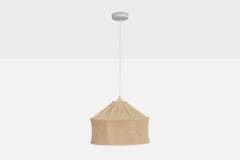 Schwedischer Designer, Pendelleuchte, Stoff, Holz, Schweden, 1960er Jahre