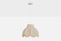 Swedish Designer, Pendant Light, Fabric, Wood, Sweden, 1970s