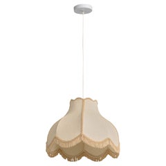 Swedish Designer, Pendant Light, Fabric, Wood, Sweden, 1970s