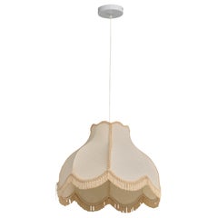 Swedish Designer, Pendant Light, Fabric, Wood, Sweden, 1970s