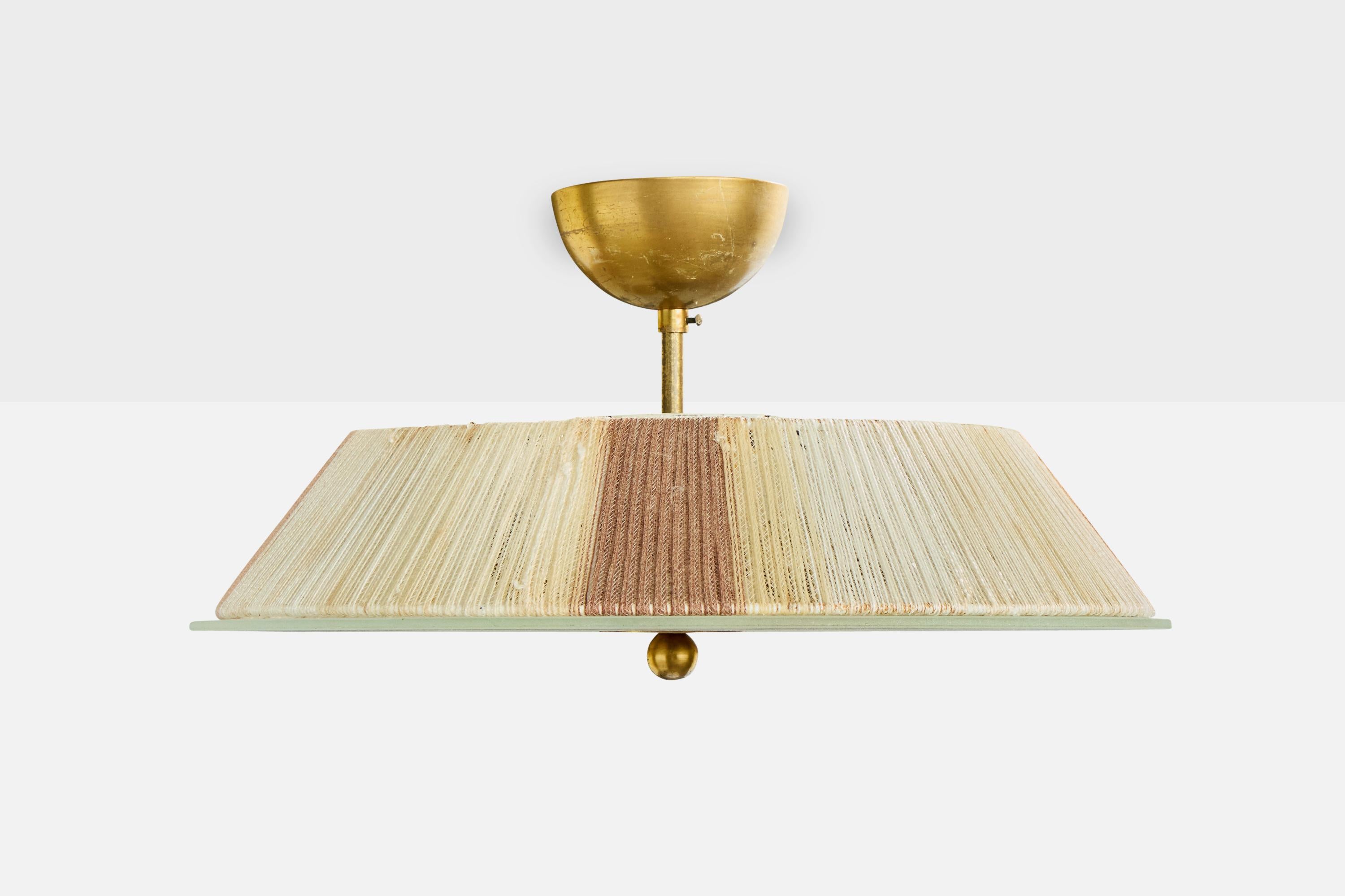 Scandinave moderne Designer suédois, suspension, verre, laiton, tissu, Suède, années 1930 en vente