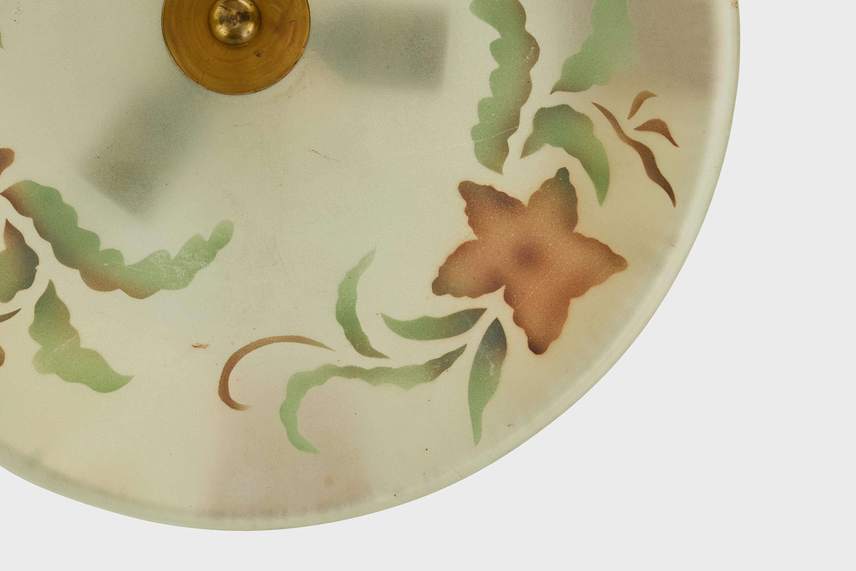 Designer suédois, suspension, verre, laiton, tissu, Suède, années 1930 en vente 1