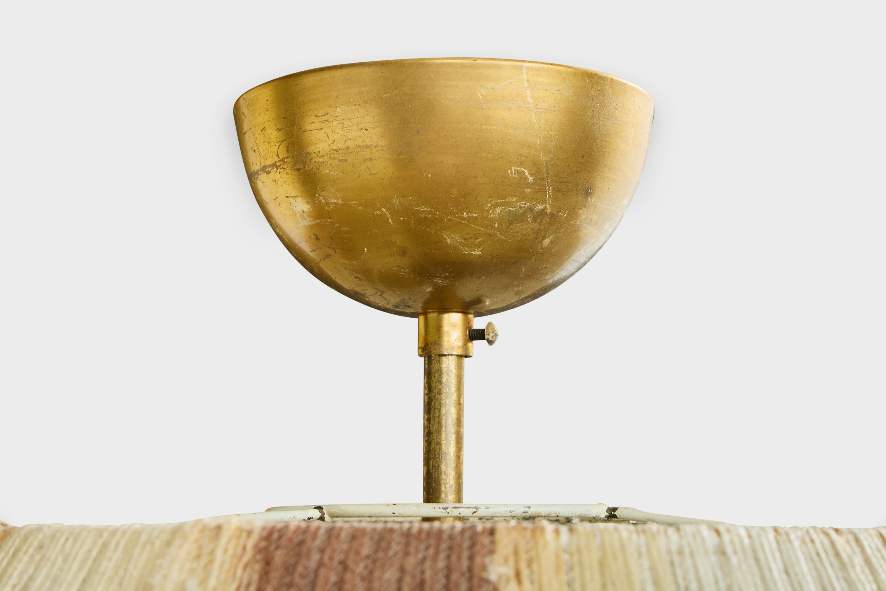 Designer suédois, suspension, verre, laiton, tissu, Suède, années 1930 en vente 2