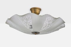Designer suédois, suspension, verre, laiton, Suède, années 1960