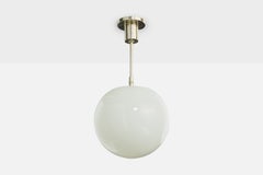 Swedish Designer, Pendant Light, Glass, Chrome, Sweden, 1930s