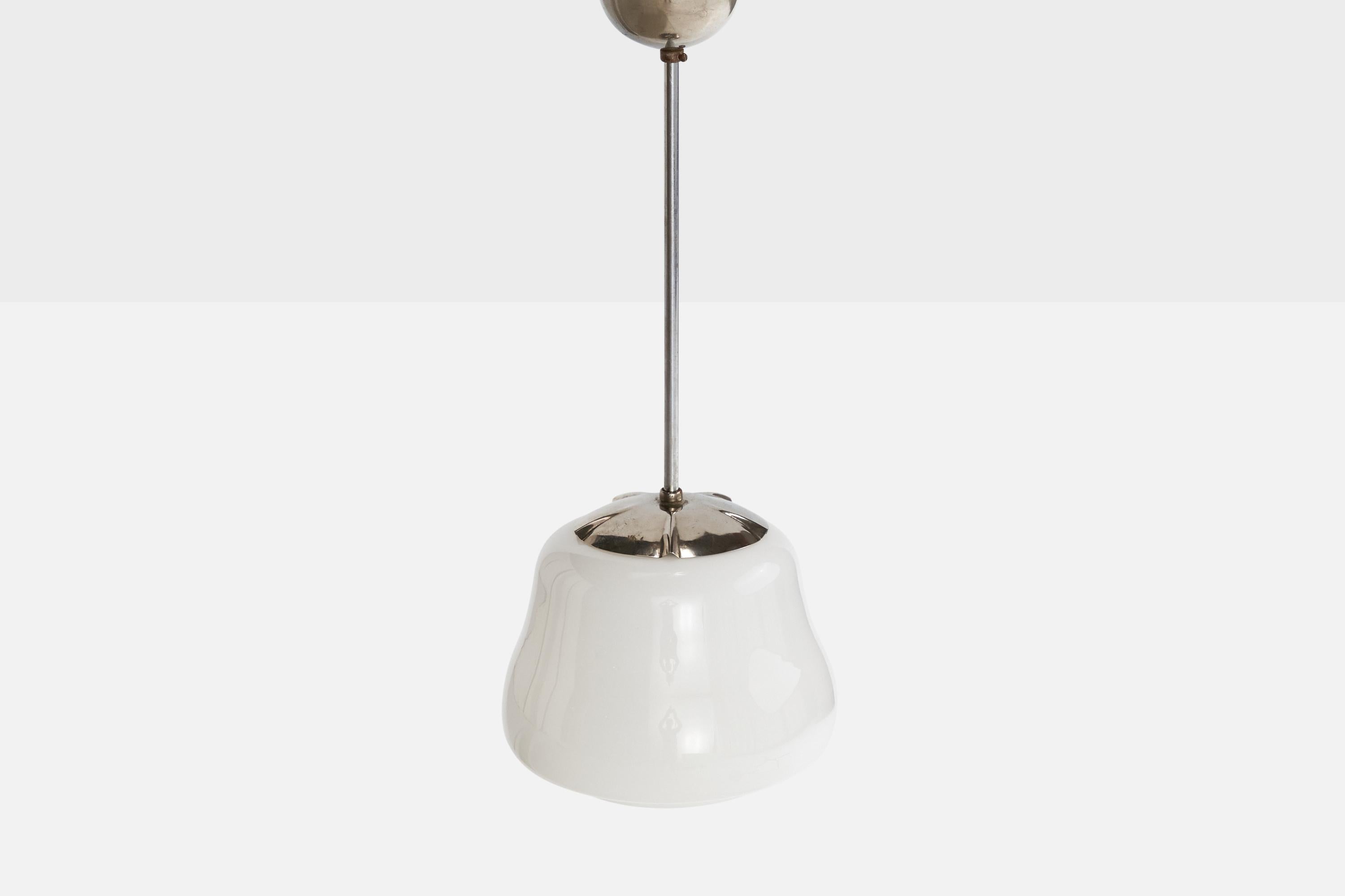 Svedese Designer svedese, lampada a sospensione, vetro, cromo, Svezia, anni '30 in vendita