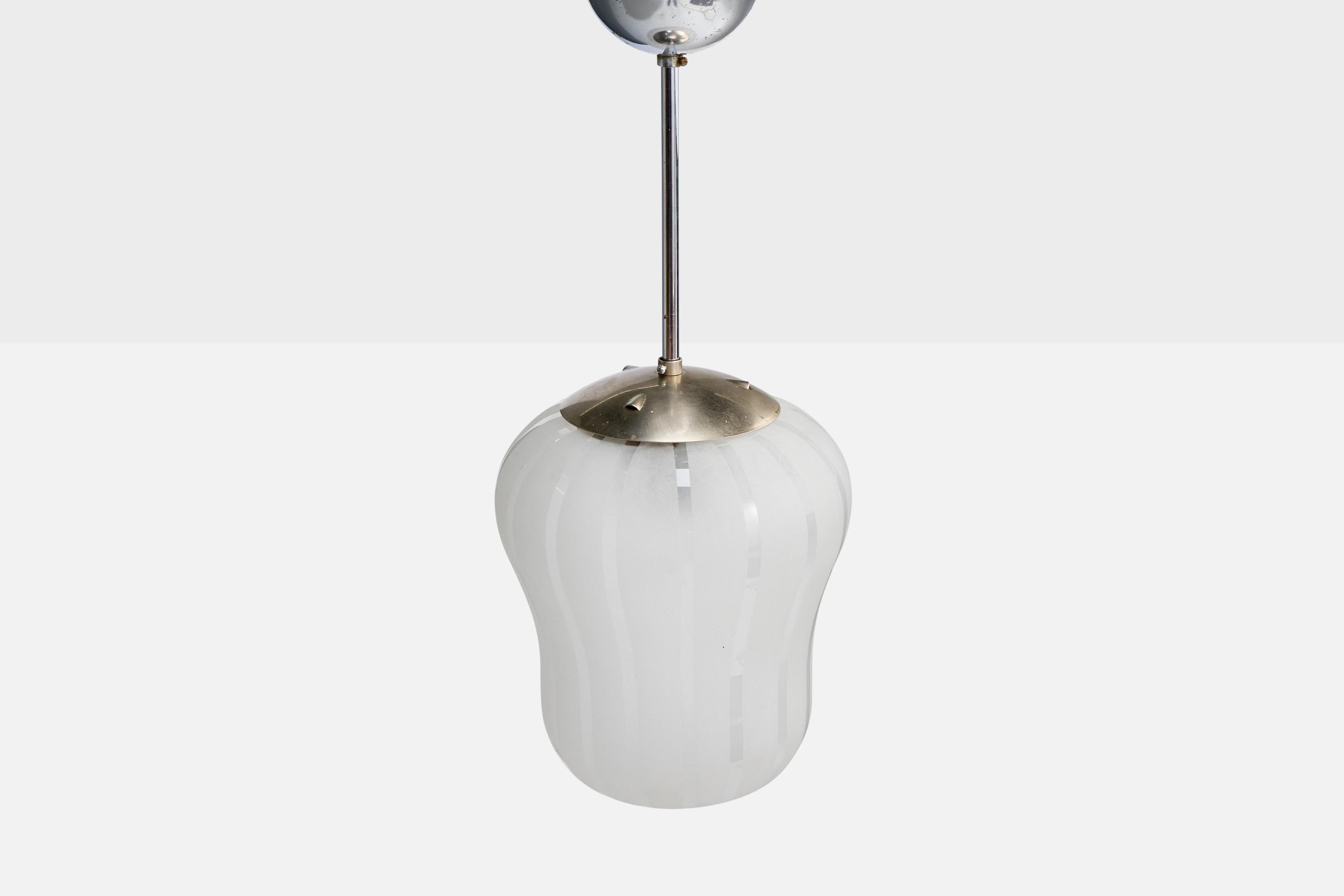 Svedese Designer svedese, lampada a sospensione, vetro, cromo, Svezia, anni '30 in vendita