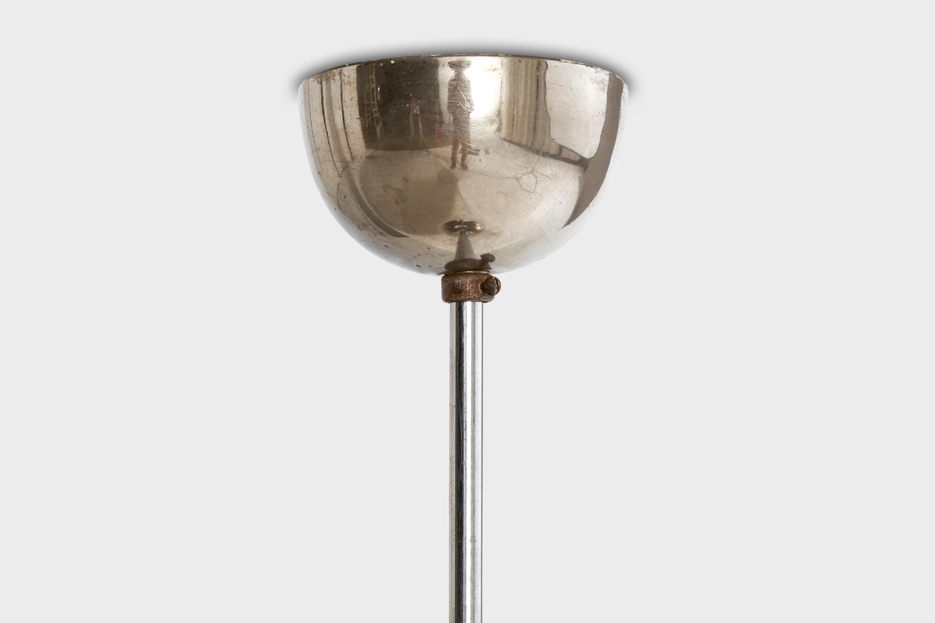 Vetro Designer svedese, lampada a sospensione, vetro, cromo, Svezia, anni '30 in vendita