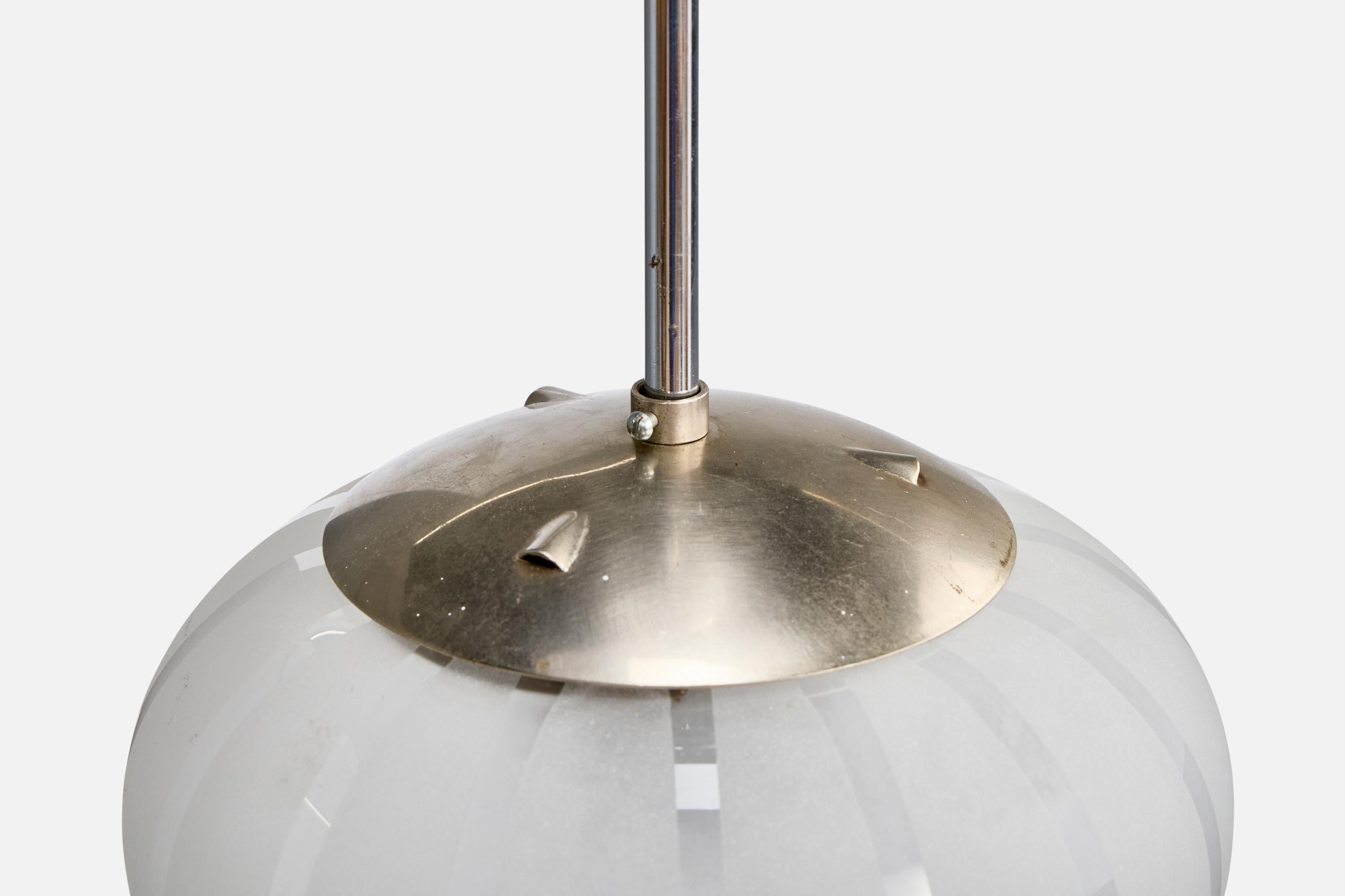 Vetro Designer svedese, lampada a sospensione, vetro, cromo, Svezia, anni '30 in vendita